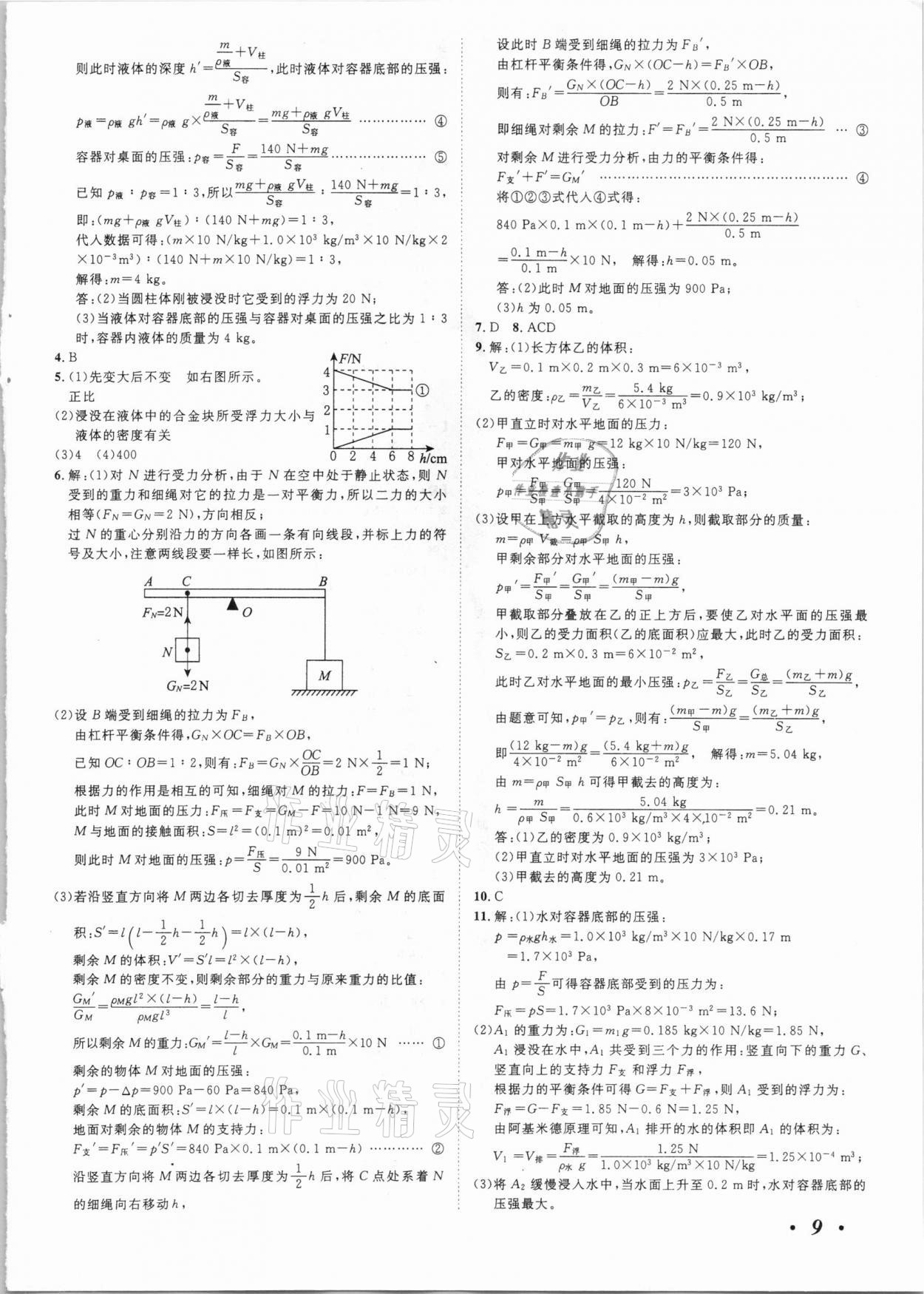 2021年中考考什么物理河北專版 參考答案第9頁