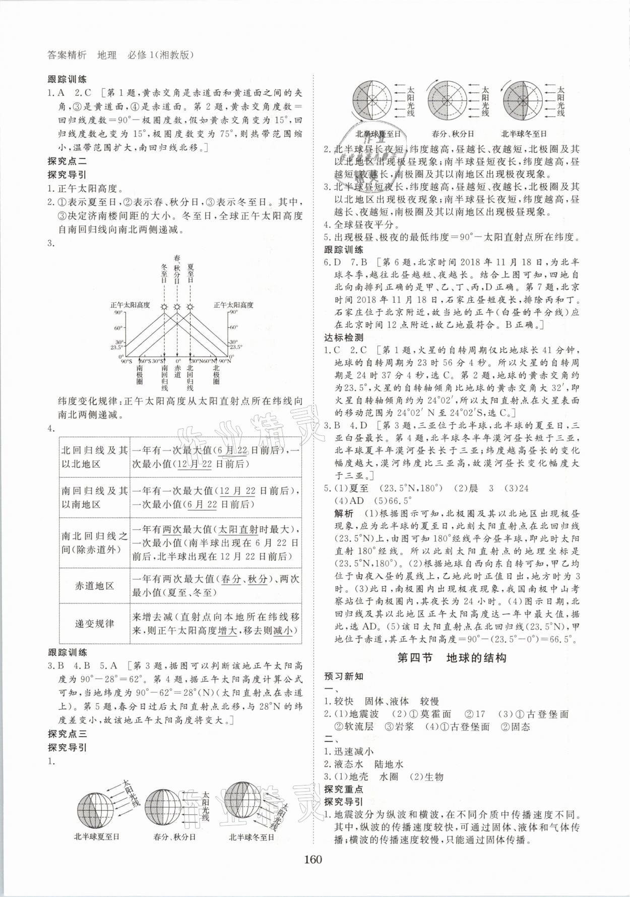 2020年步步高學案導學筆記地理必修1湘教版 參考答案第4頁