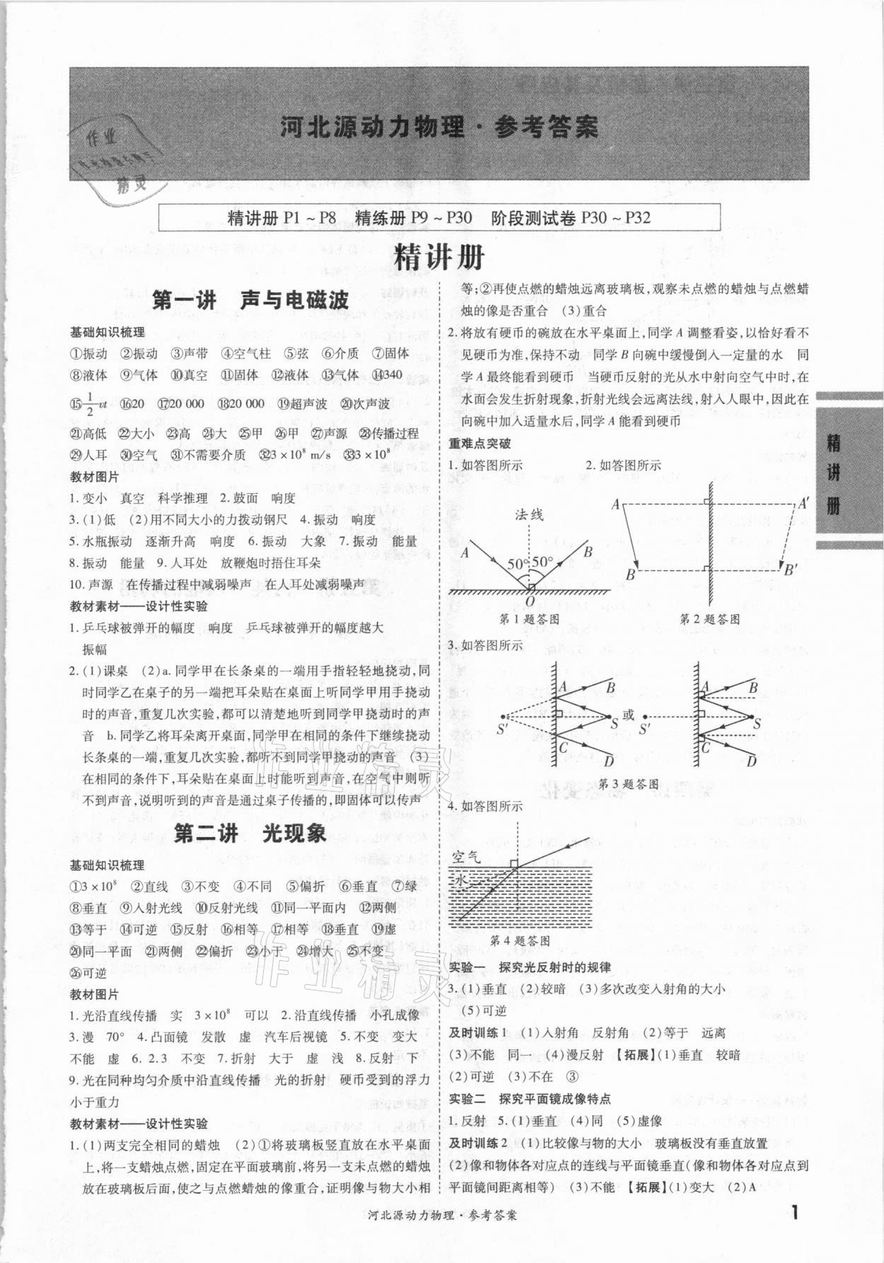 2021年中考源動(dòng)力物理河北專(zhuān)用 參考答案第1頁(yè)