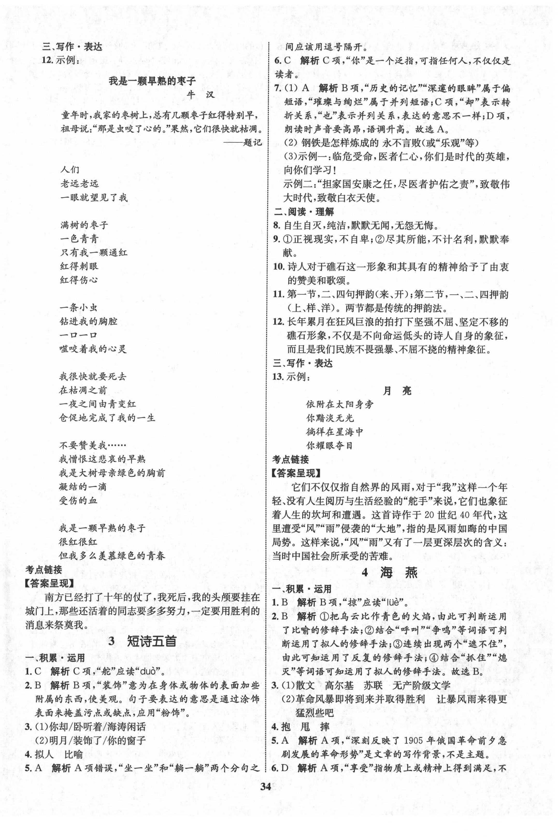 2021年初中同步学考优化设计九年级语文下册人教版 第2页