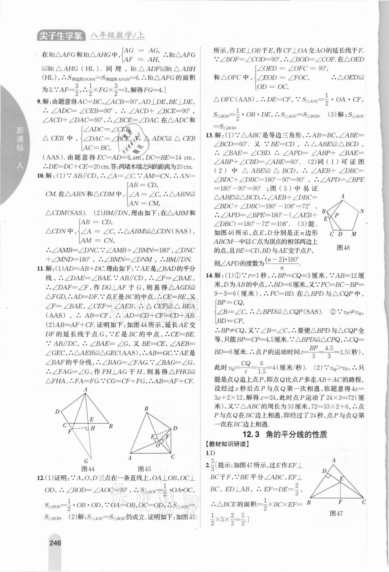 2020年尖子生学案八年级数学上册人教版 参考答案第12页