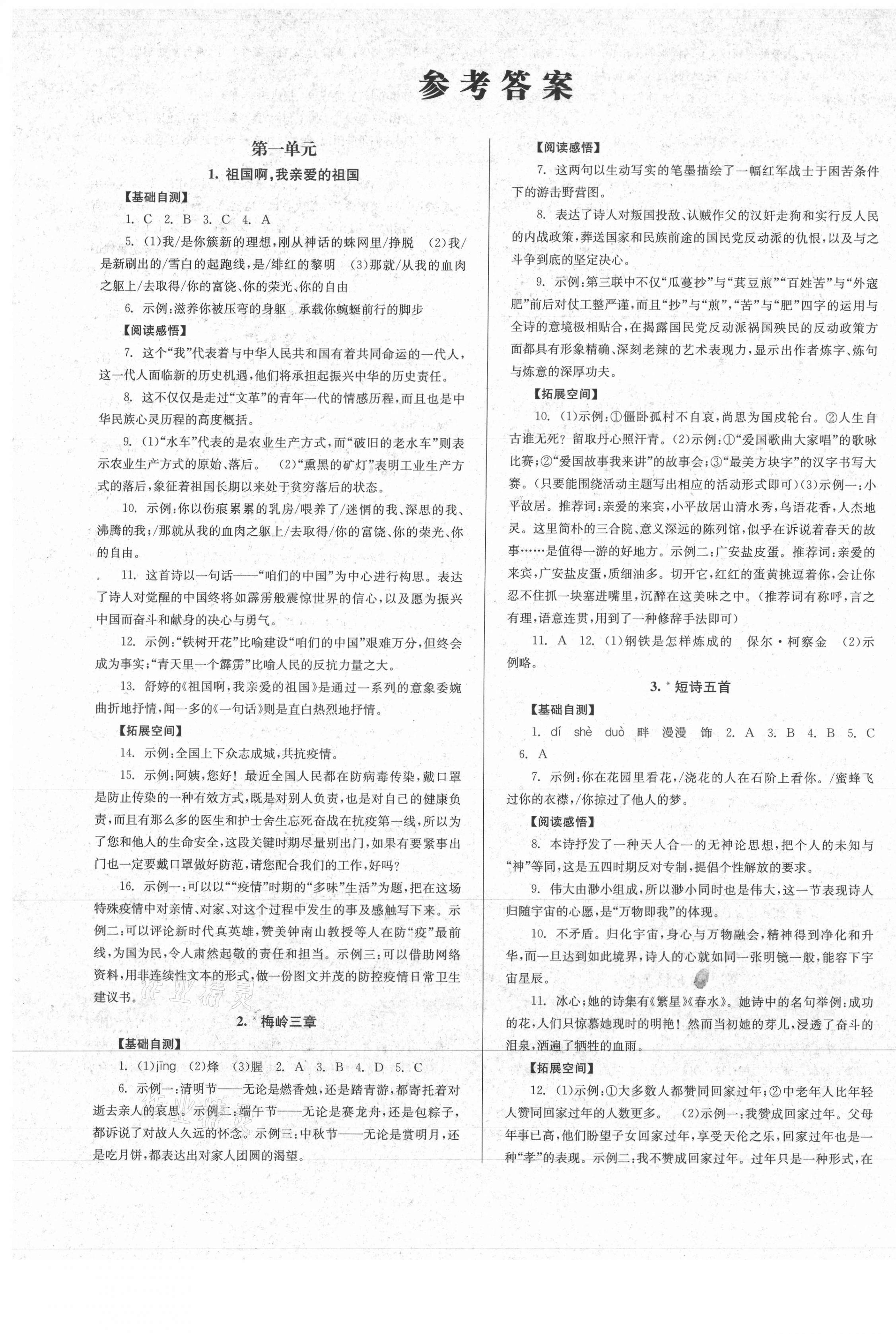 2021年全效學(xué)習(xí)學(xué)業(yè)評價方案九年級語文下冊人教版 第1頁