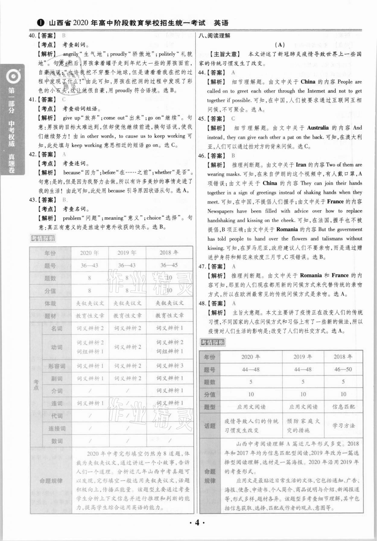 2021年晉一中考山西真題英語 參考答案第4頁