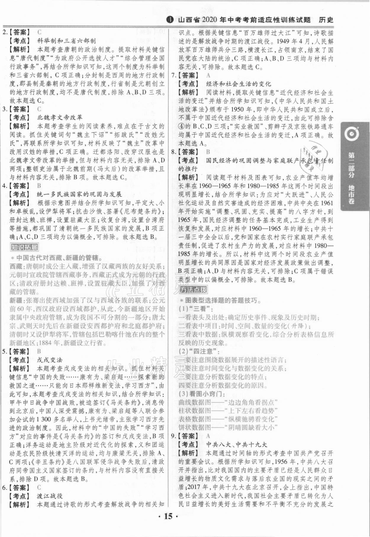 2021年晉一中考山西真題歷史 參考答案第15頁(yè)