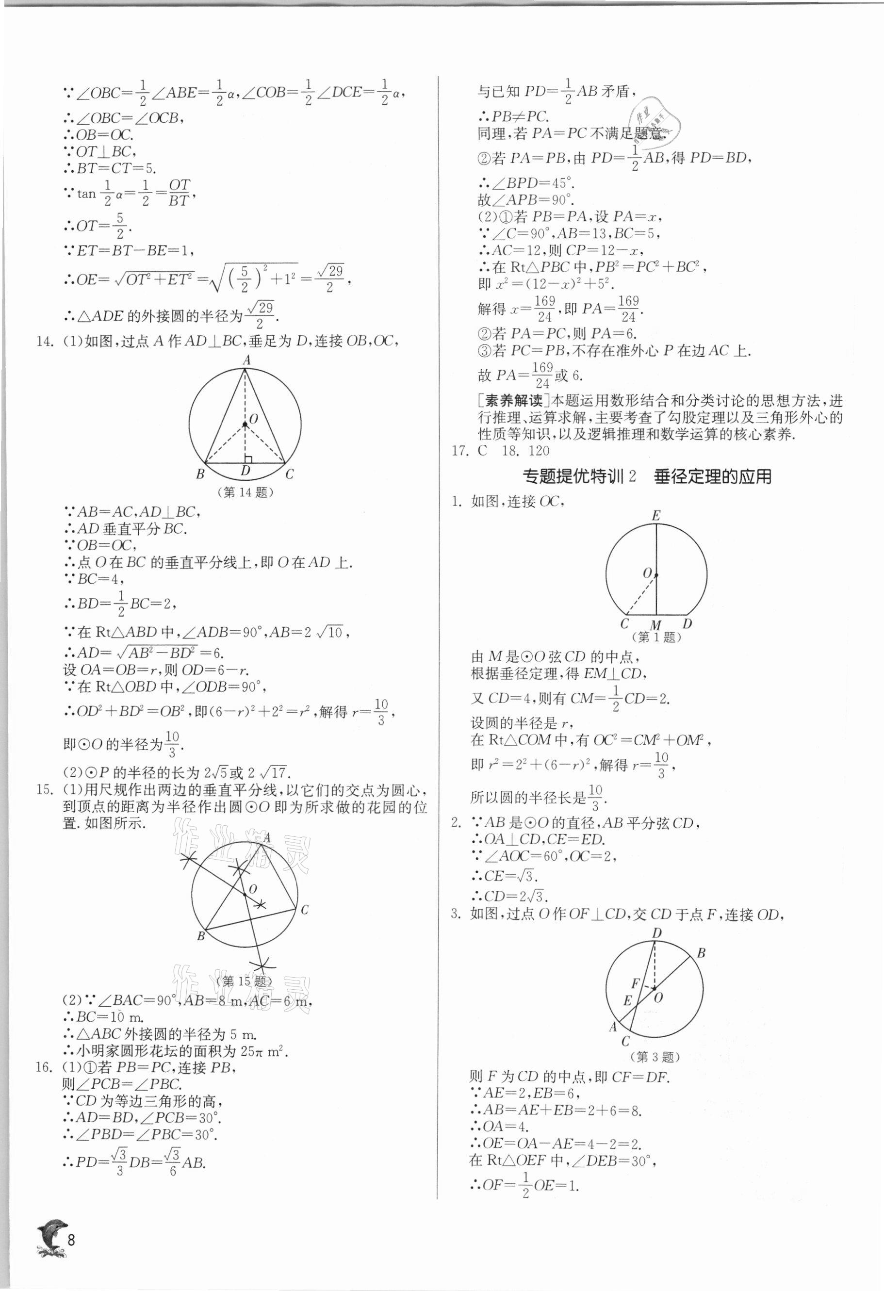 2021年實驗班提優(yōu)訓(xùn)練九年級數(shù)學下冊滬科版 參考答案第8頁