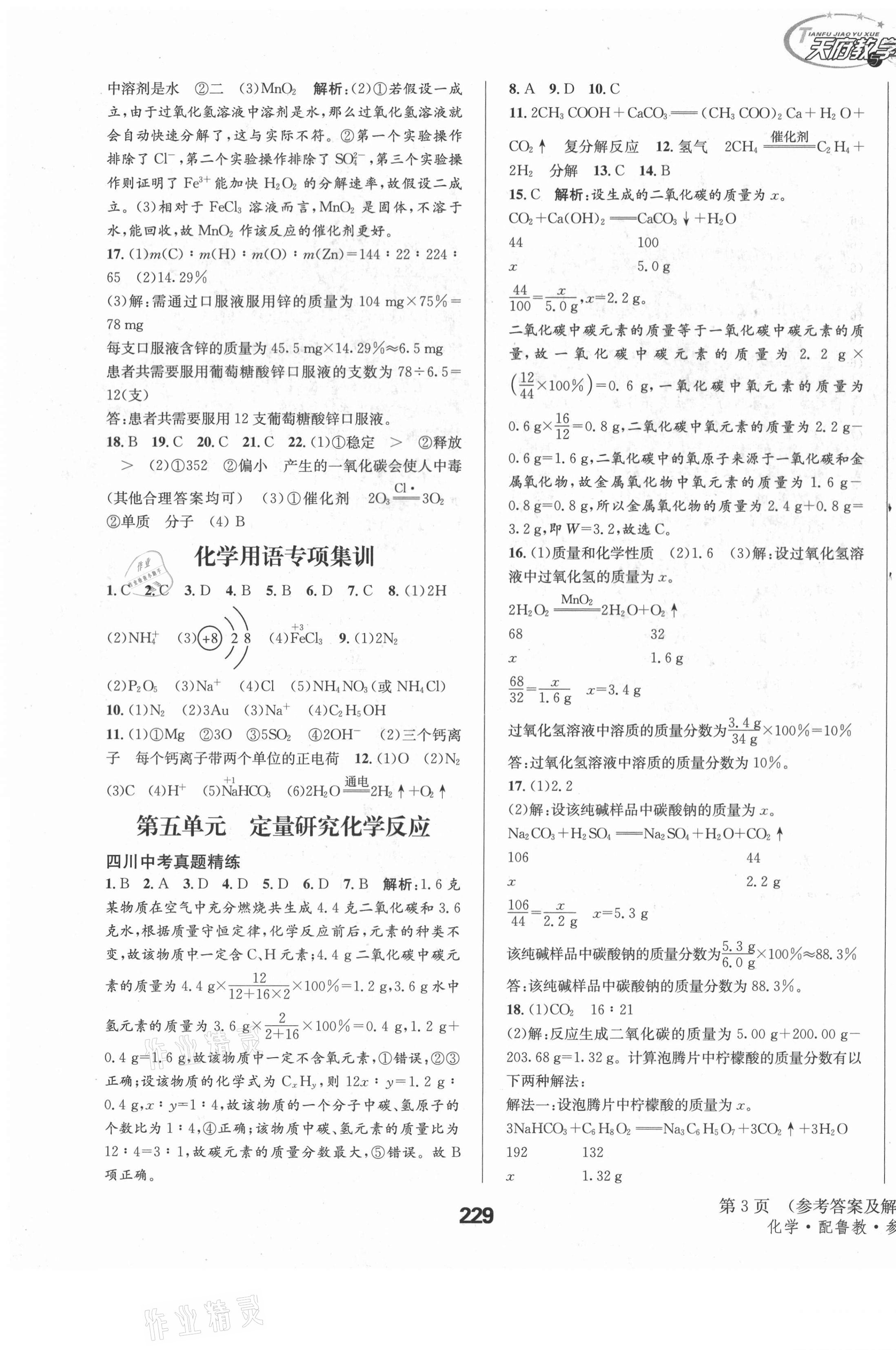 2021年天府教与学中考复习与训练化学鲁教版泸州专版 第3页