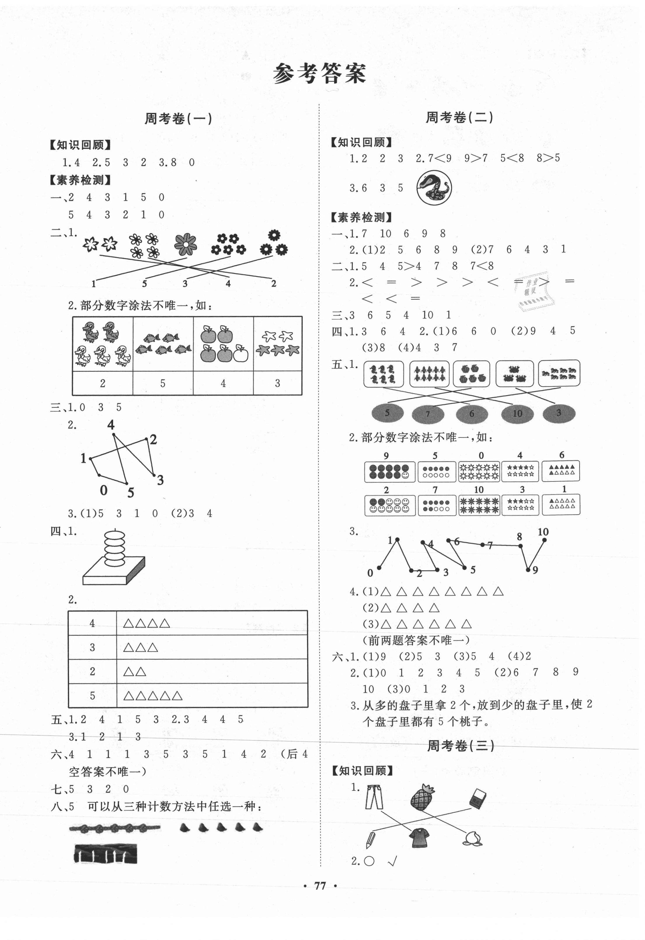 2020年同步練習冊分層卷一年級數學上冊青島版 第1頁
