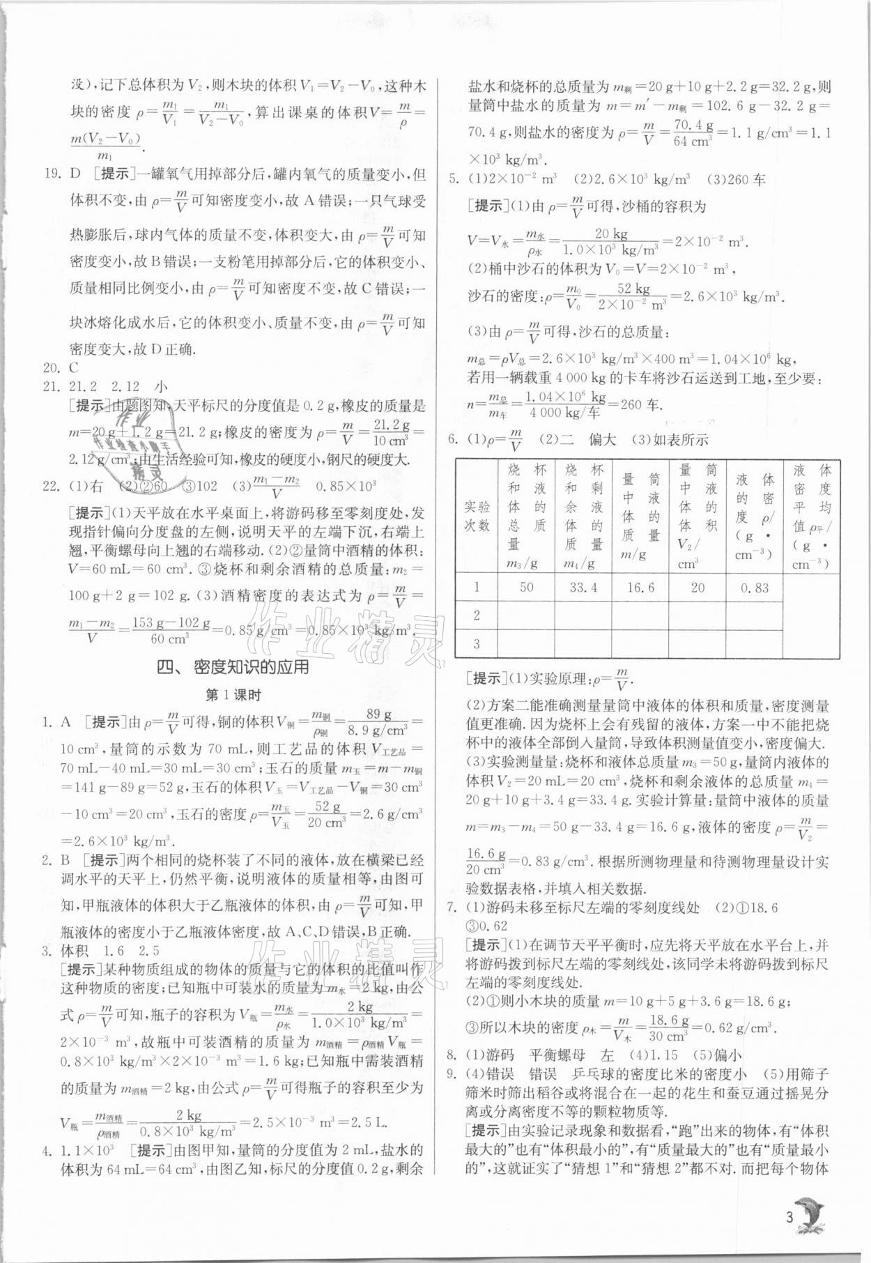 2021年实验班提优训练八年级物理下册苏科版江苏专版 参考答案第3页