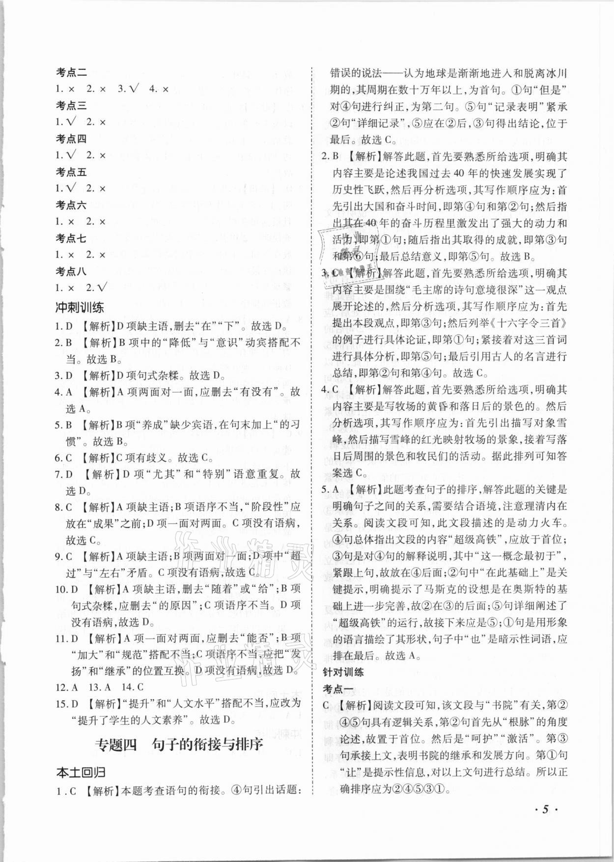 2021年本土攻略精準(zhǔn)復(fù)習(xí)方案語文云南專版 第5頁