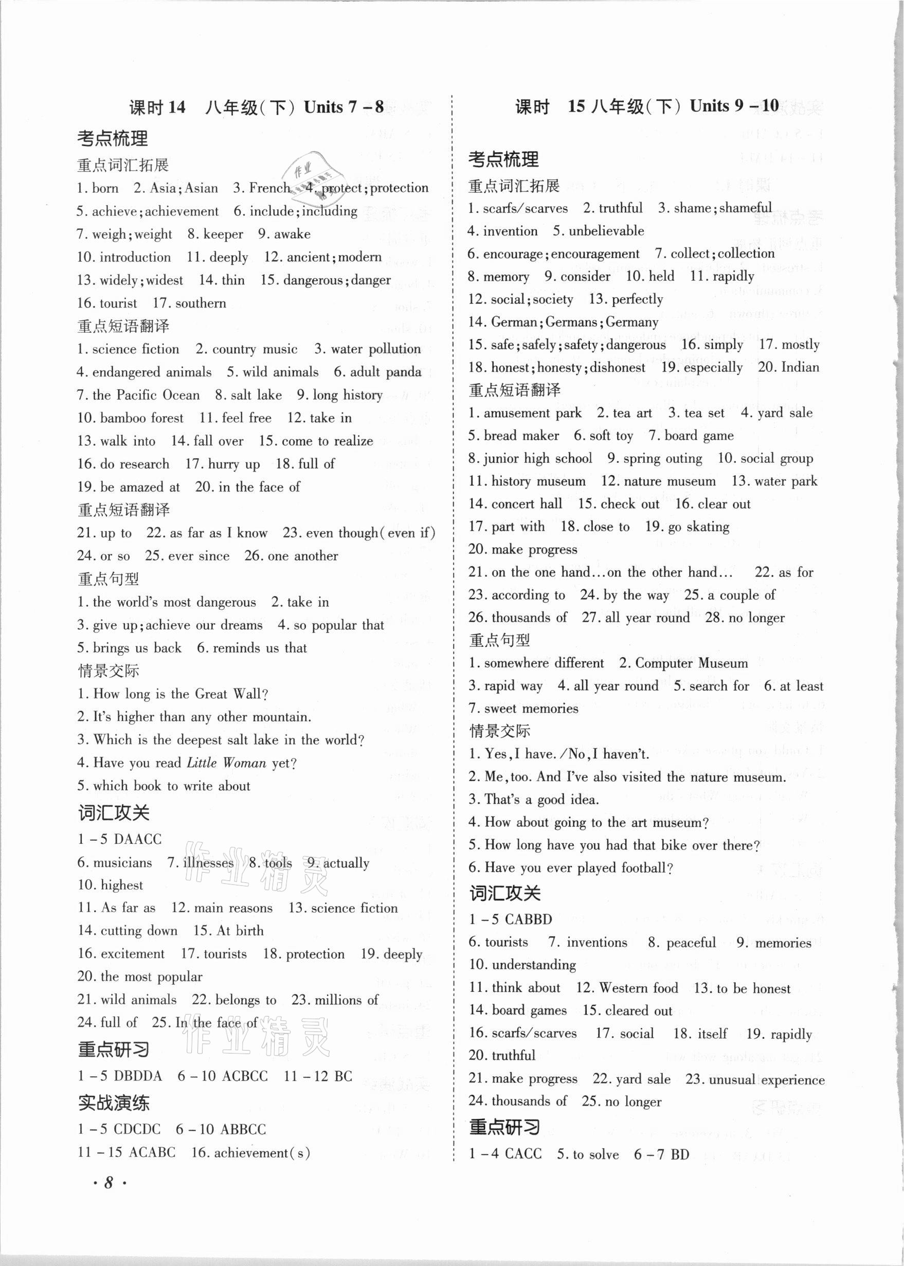 2021年本土攻略精準(zhǔn)復(fù)習(xí)方案英語云南專版 第8頁