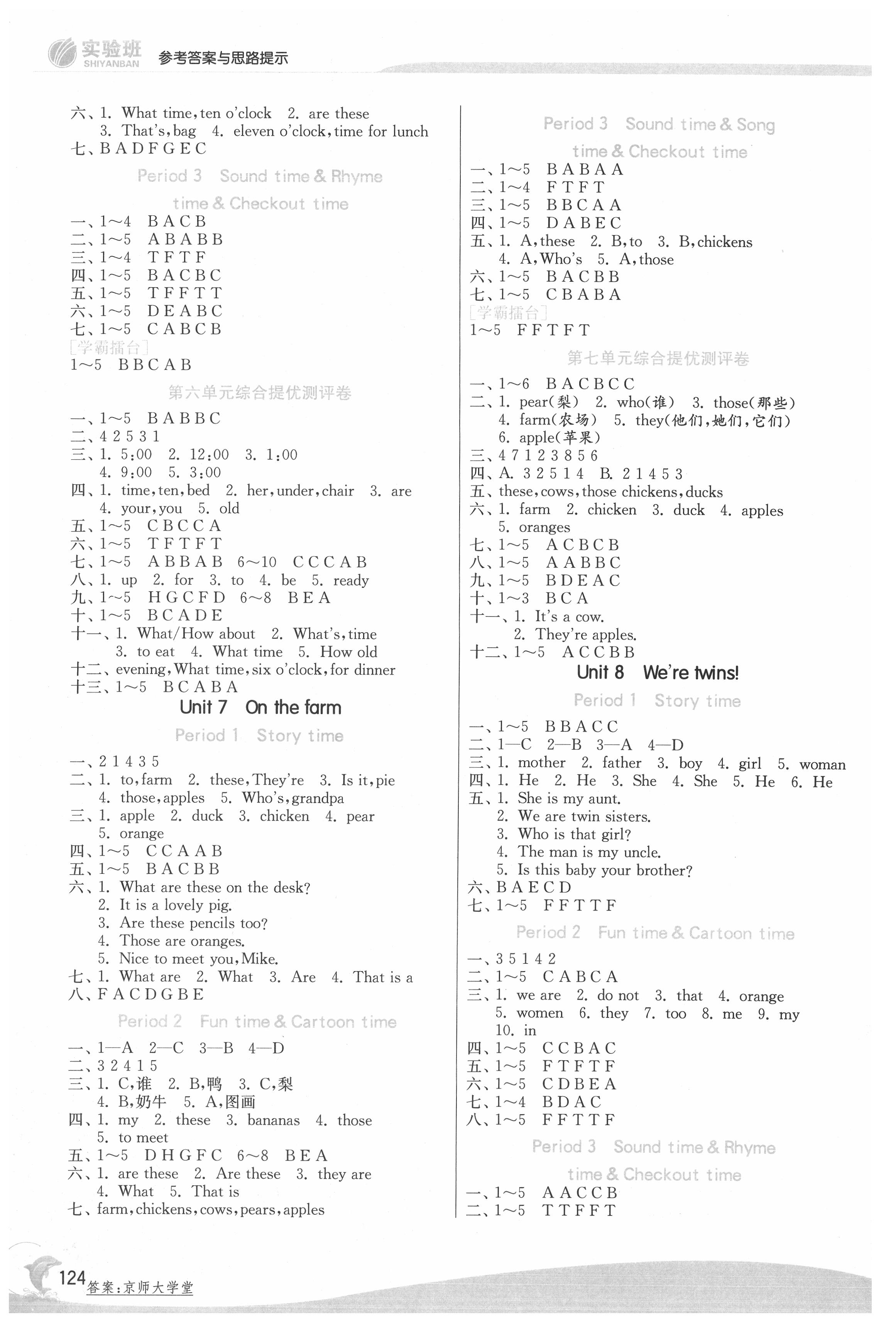 2021年實驗班提優(yōu)訓(xùn)練三年級英語下冊譯林版江蘇專用 參考答案第4頁