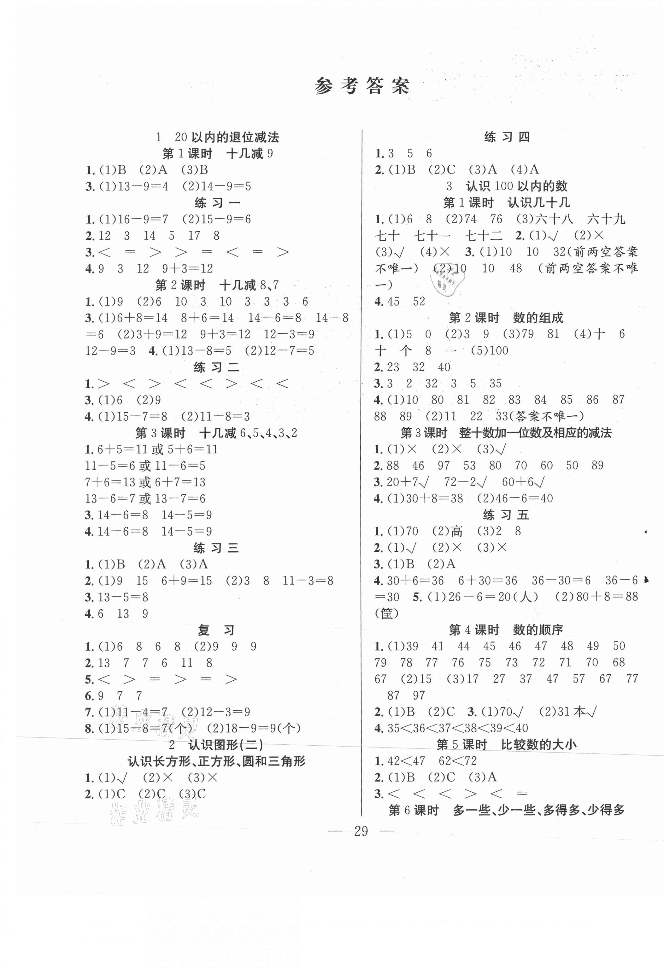 2021年全頻道課時作業(yè)一年級數(shù)學(xué)下冊蘇教版 第1頁