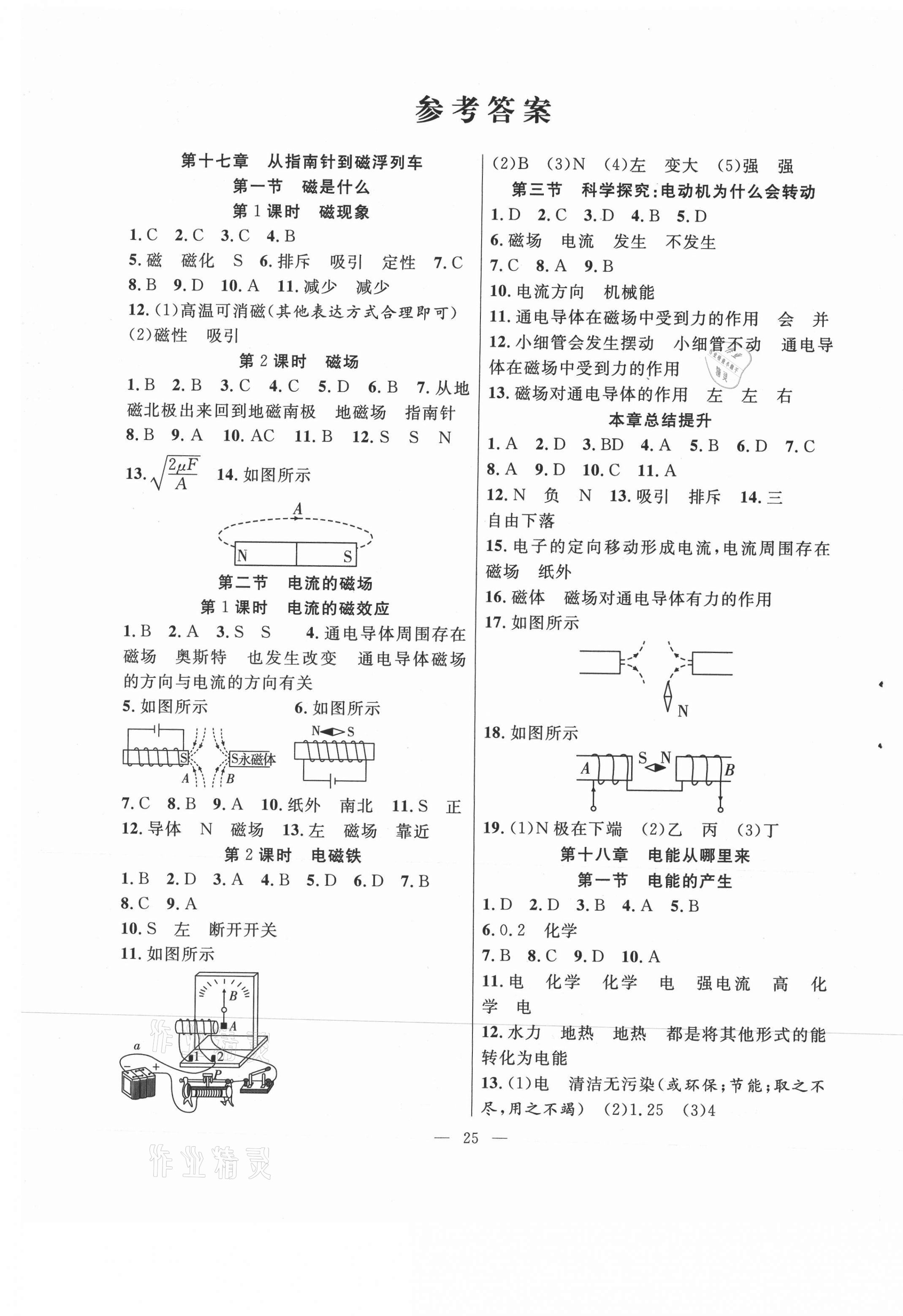 2021年全頻道課時作業(yè)九年級物理下冊滬科版 第1頁