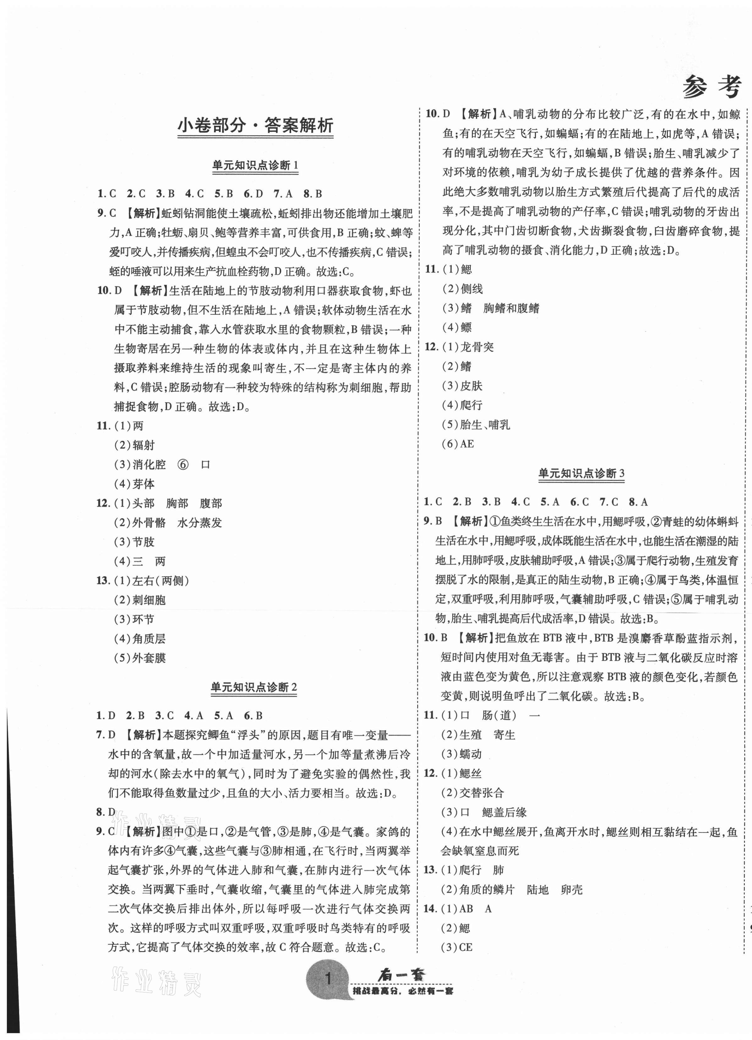 2020年有一套初中期末真題匯編八年級生物上冊人教版河南專版 第1頁