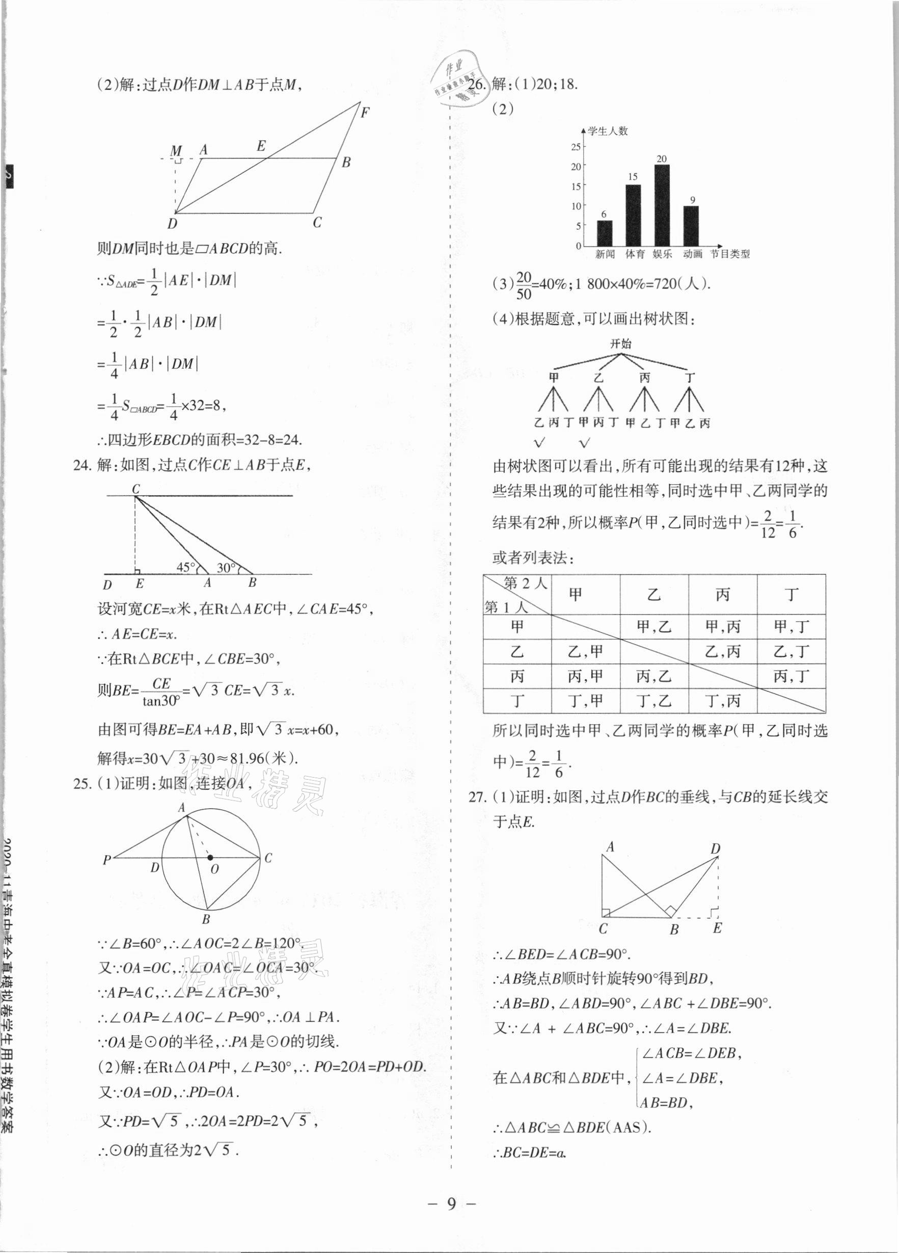 2021年青海中考全真模擬試卷數(shù)學(xué) 參考答案第9頁