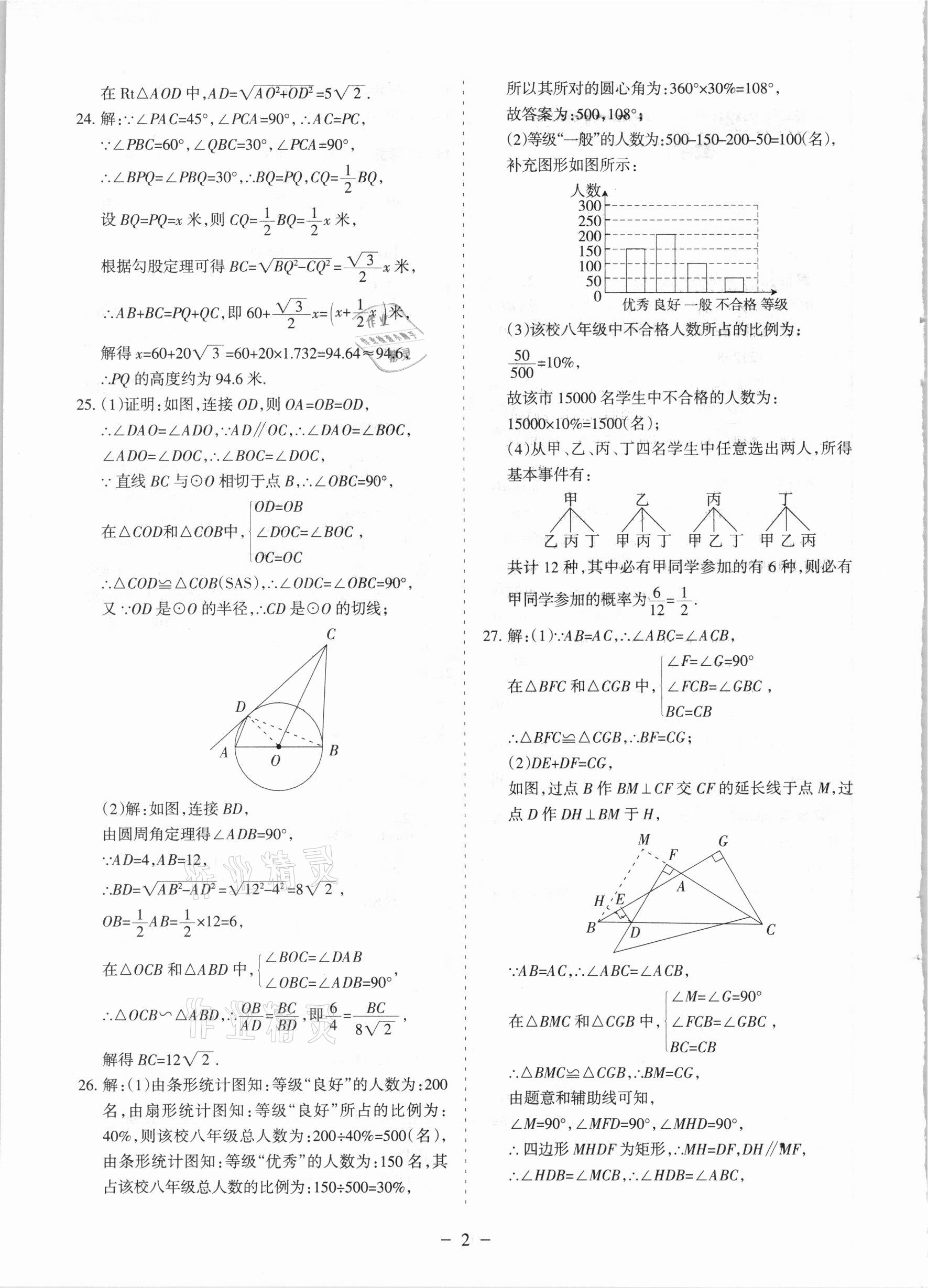 2021年青海中考全真模擬試卷數(shù)學(xué) 參考答案第2頁