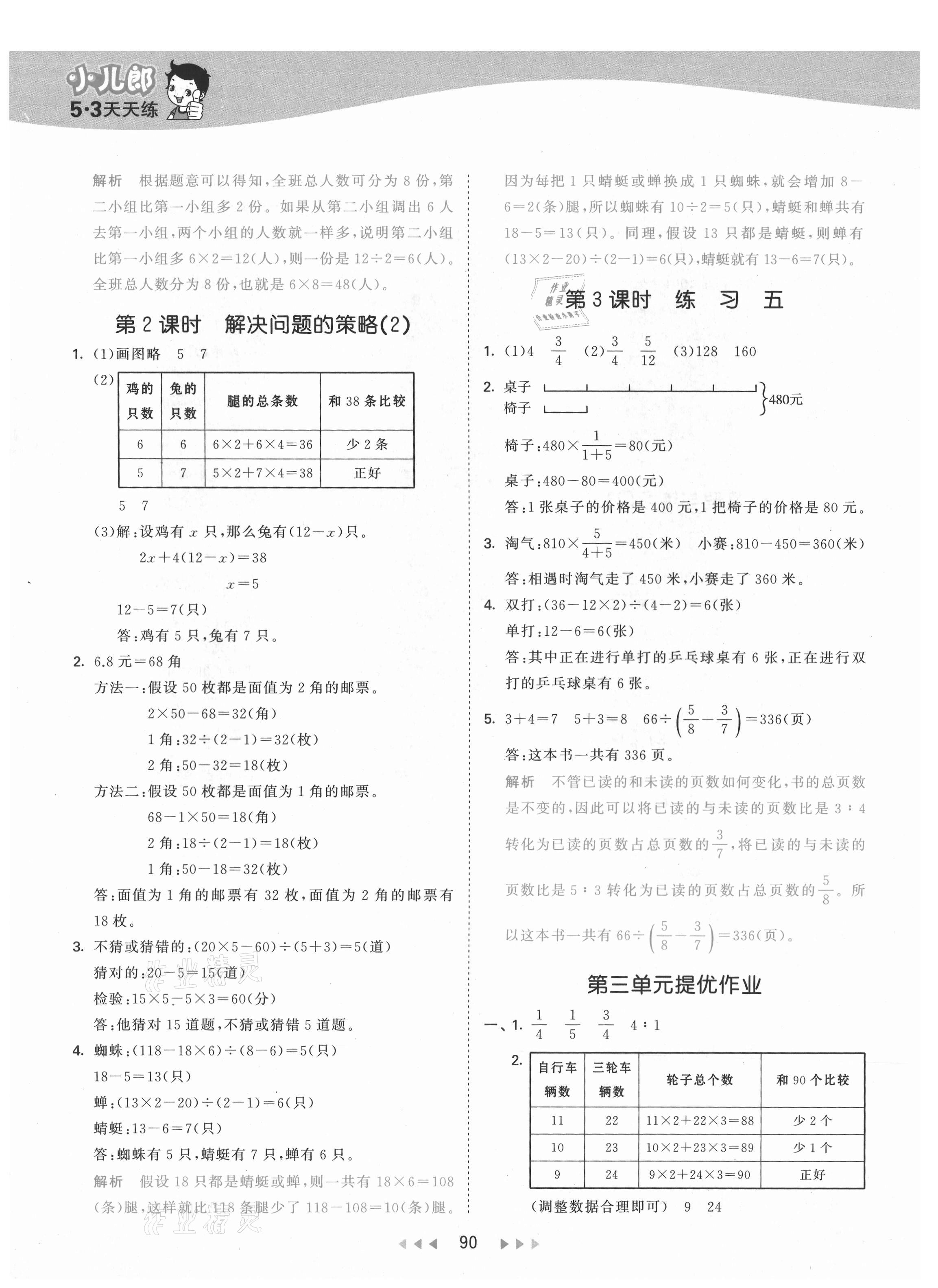 2021年53天天練小學(xué)數(shù)學(xué)六年級下冊蘇教版 參考答案第6頁