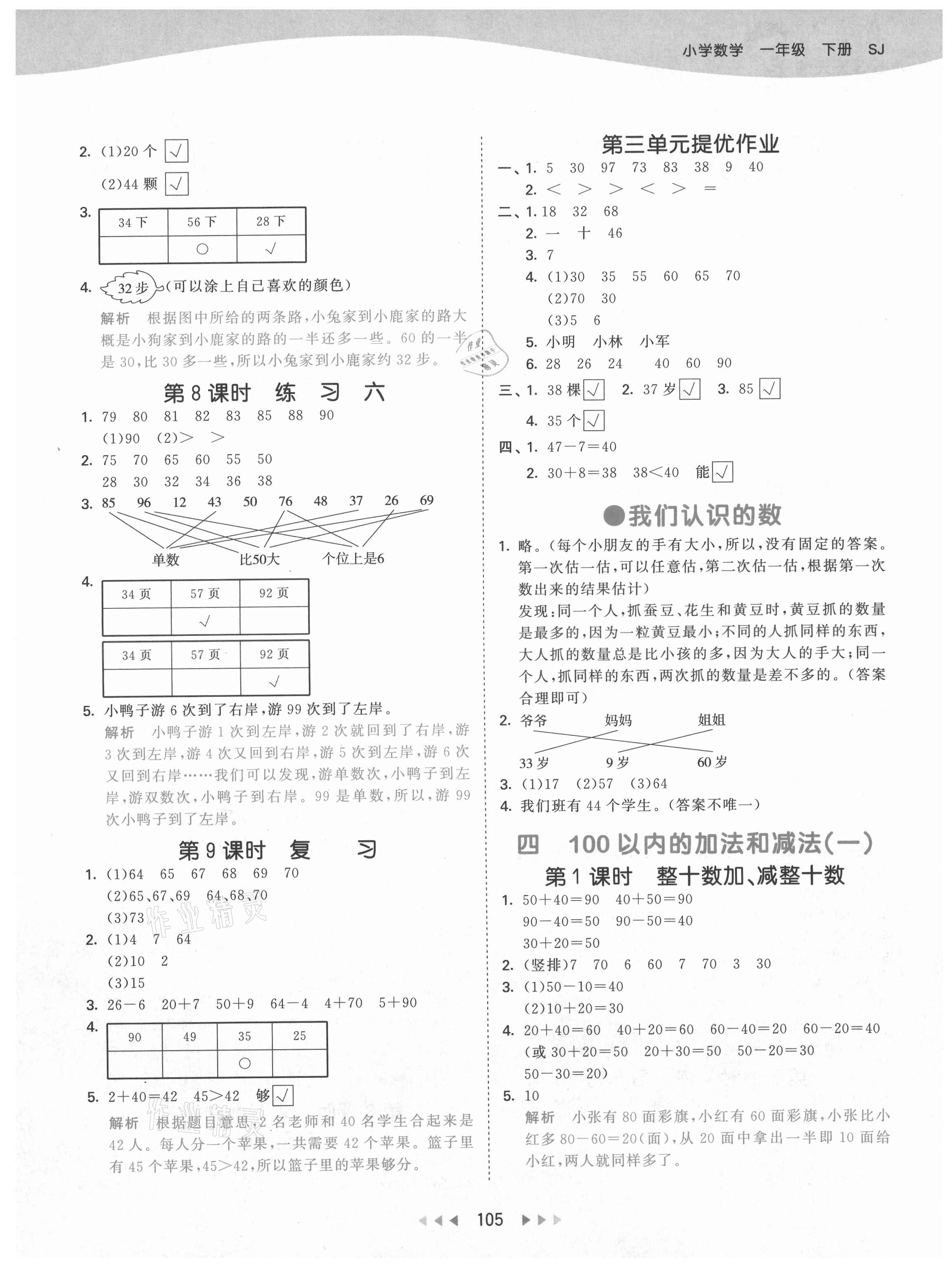 2021年53天天練小學(xué)數(shù)學(xué)一年級(jí)下冊(cè)蘇教版 第5頁(yè)