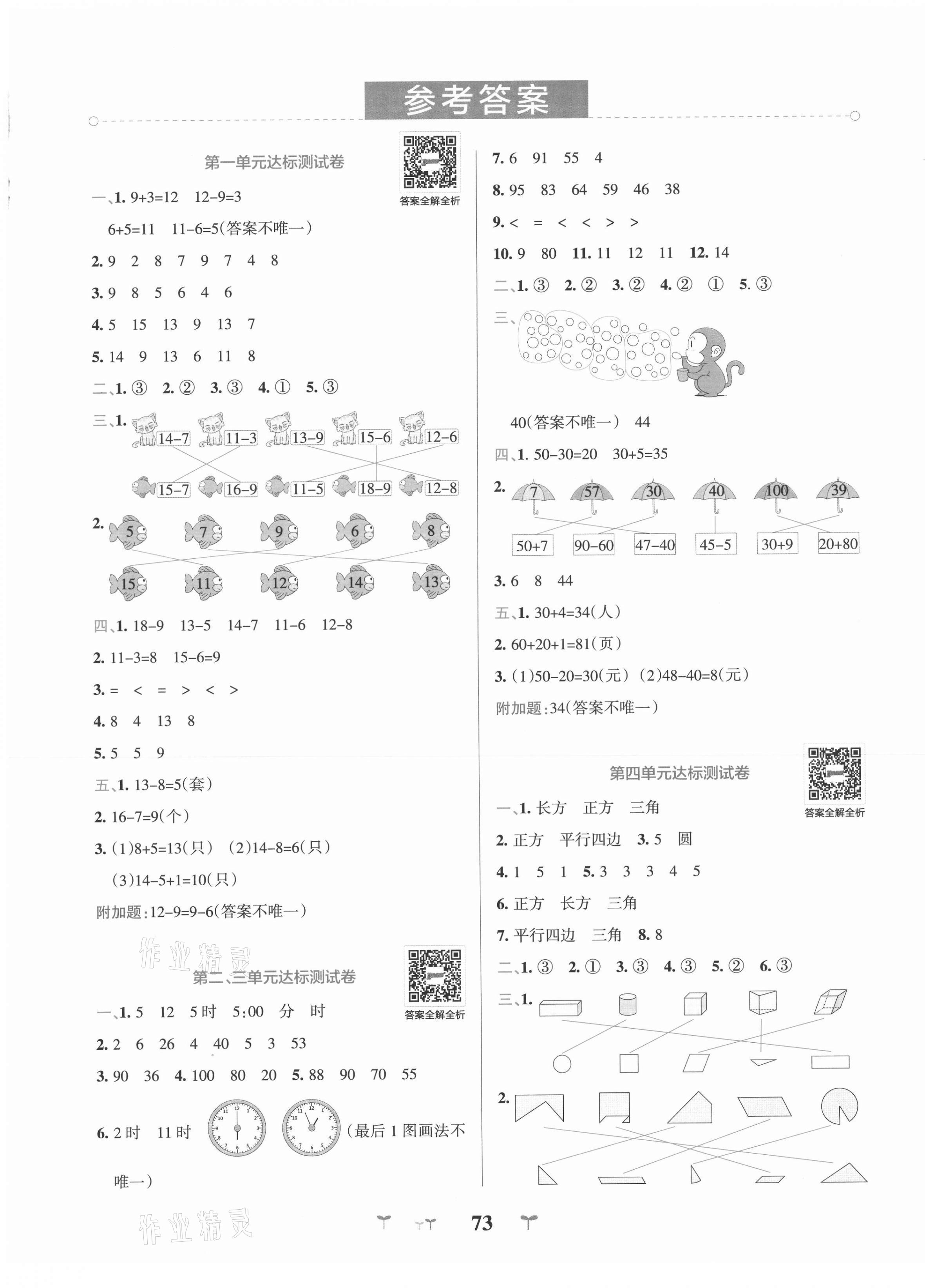 2021年小學(xué)學(xué)霸沖A卷一年級數(shù)學(xué)下冊青島版 第1頁