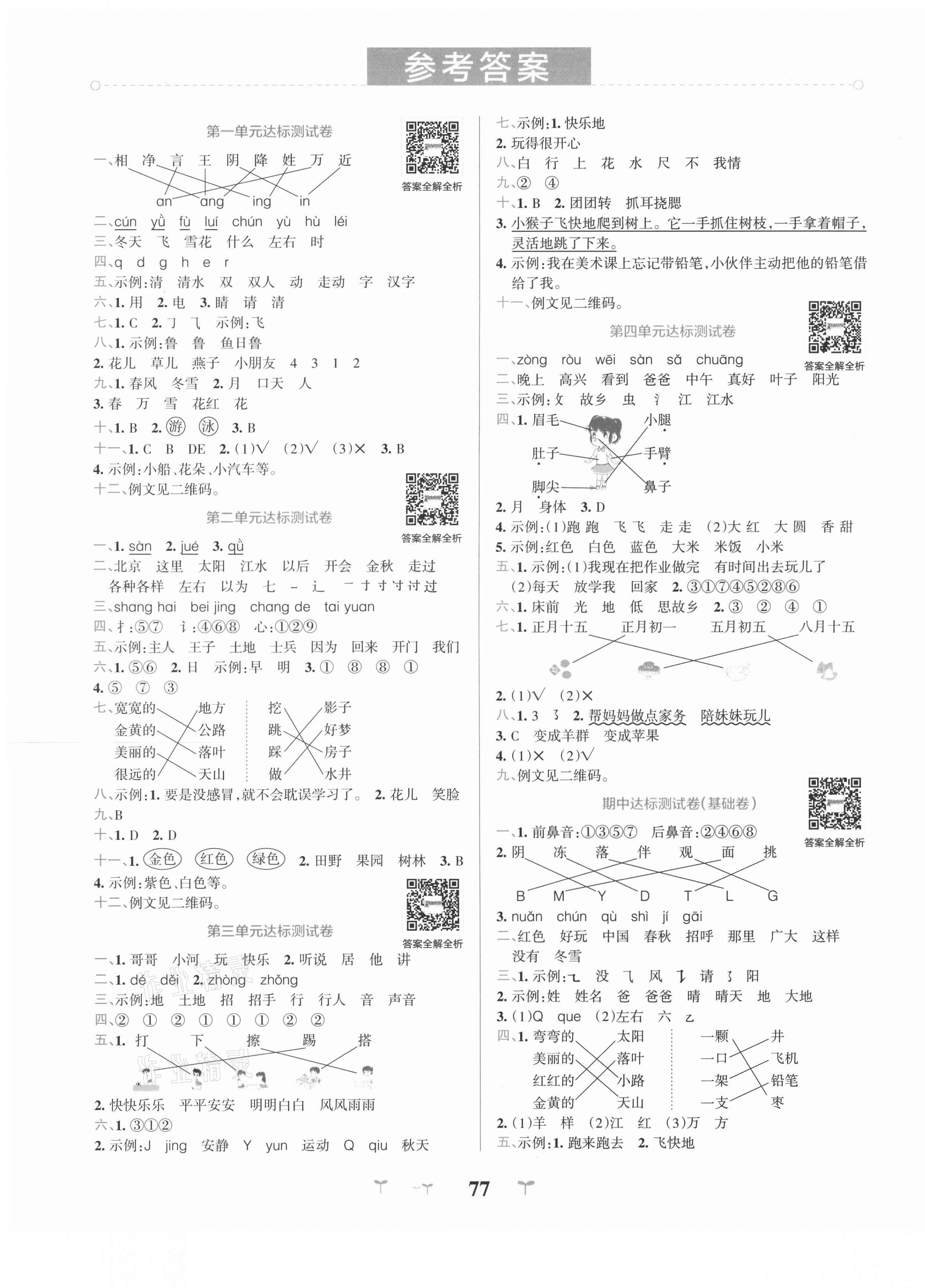 2021年小學學霸沖A卷一年級語文下冊人教版 第1頁