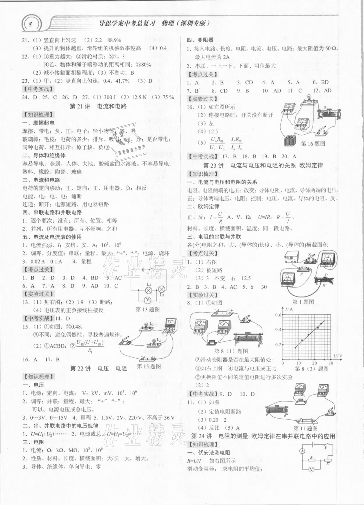 2021年导思学案物理深圳专版 参考答案第7页