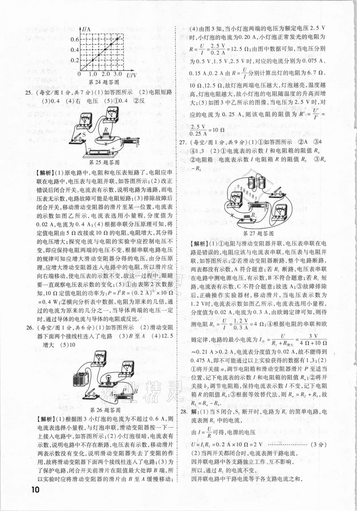 2021年一戰(zhàn)成名中考真題與拓展訓練物理廣西專版 參考答案第9頁