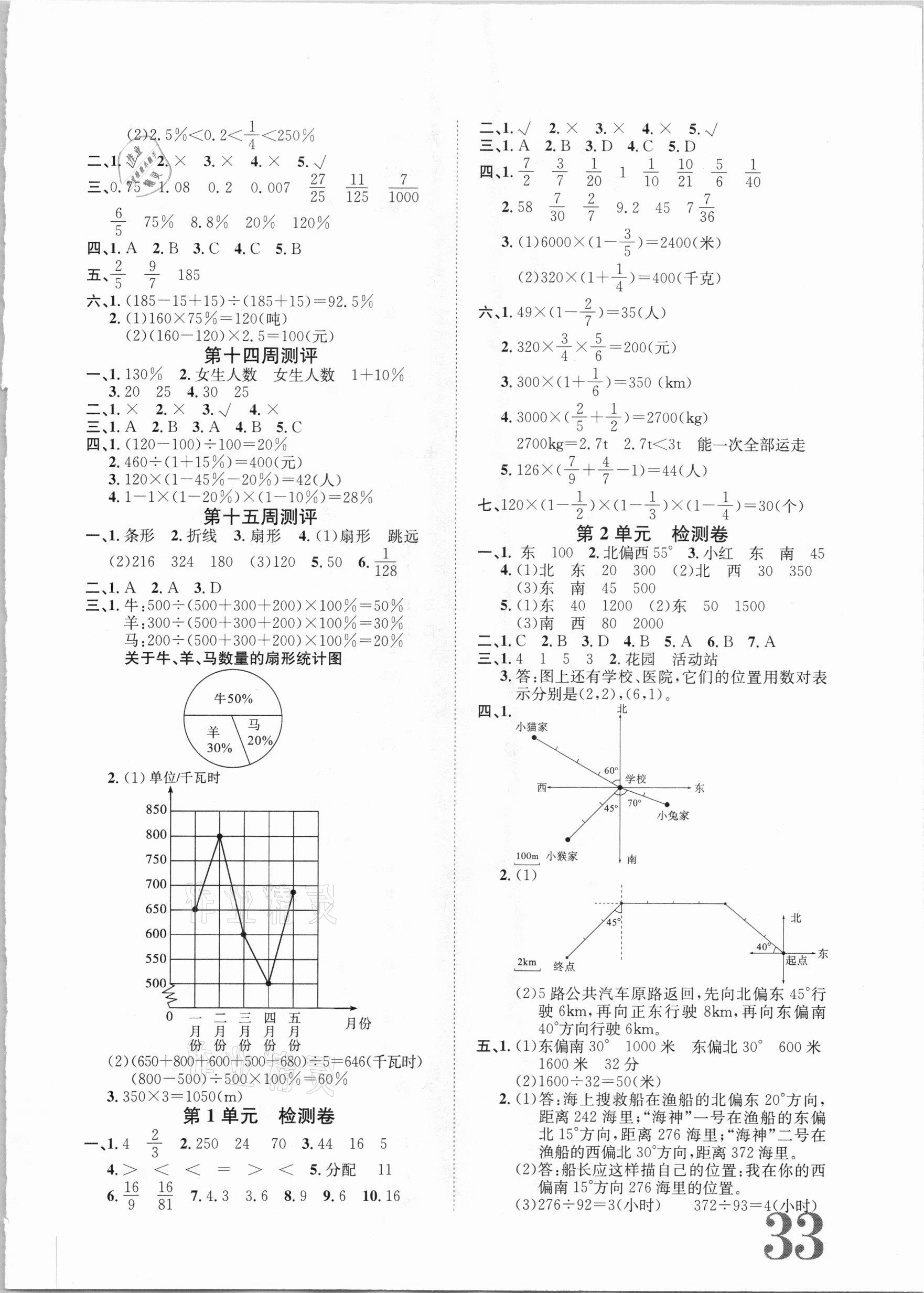 2020年标准卷六年级数学上册人教版长江出版社 第3页