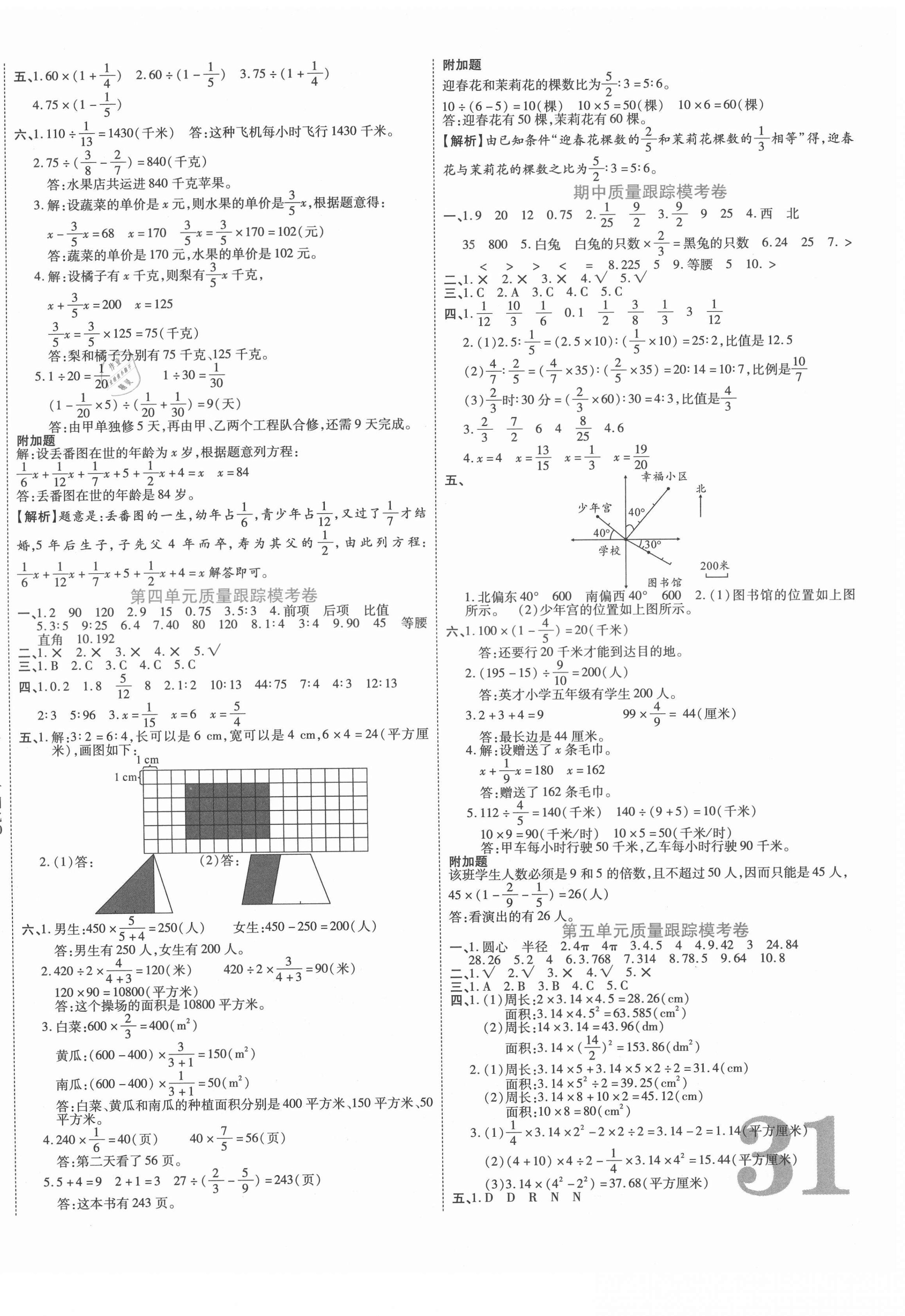 2020年练好基本功好学生练考卷六年级数学上册人教版 第2页
