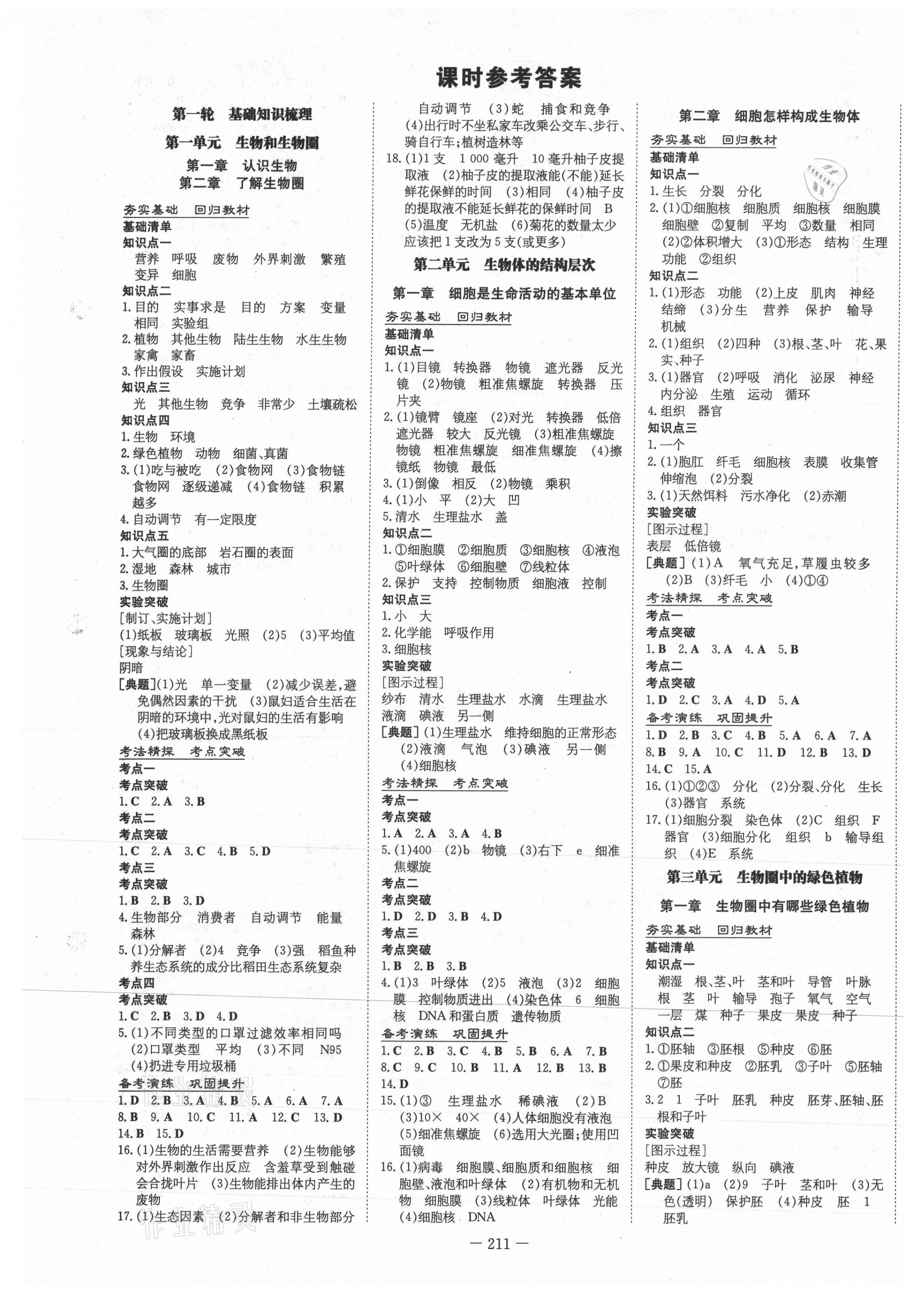 2021年中考總復(fù)習(xí)導(dǎo)與練生物 第1頁