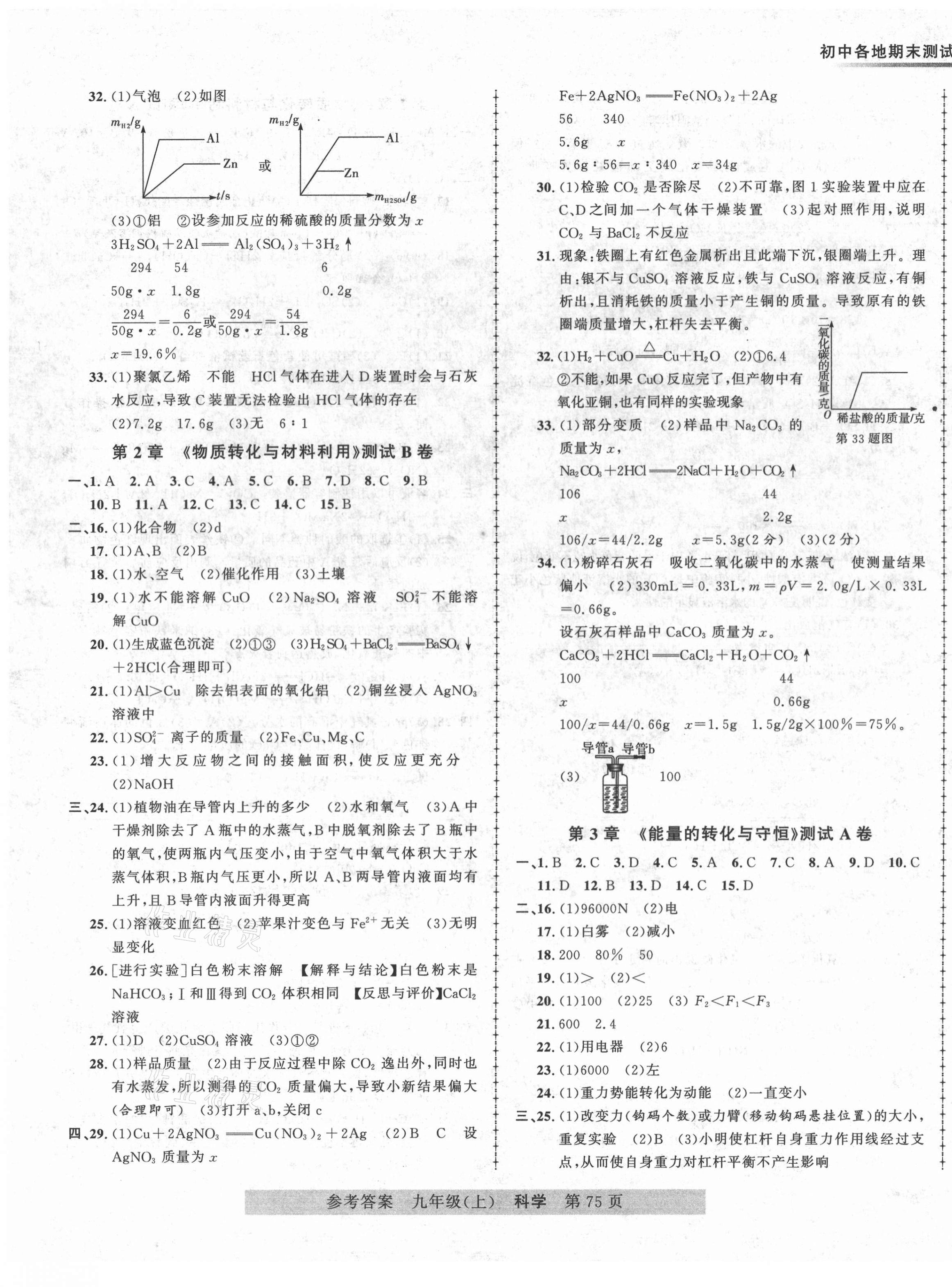 2020年各地期末測(cè)試大考卷九年級(jí)科學(xué)上冊(cè)浙教版浙江專版 第3頁(yè)