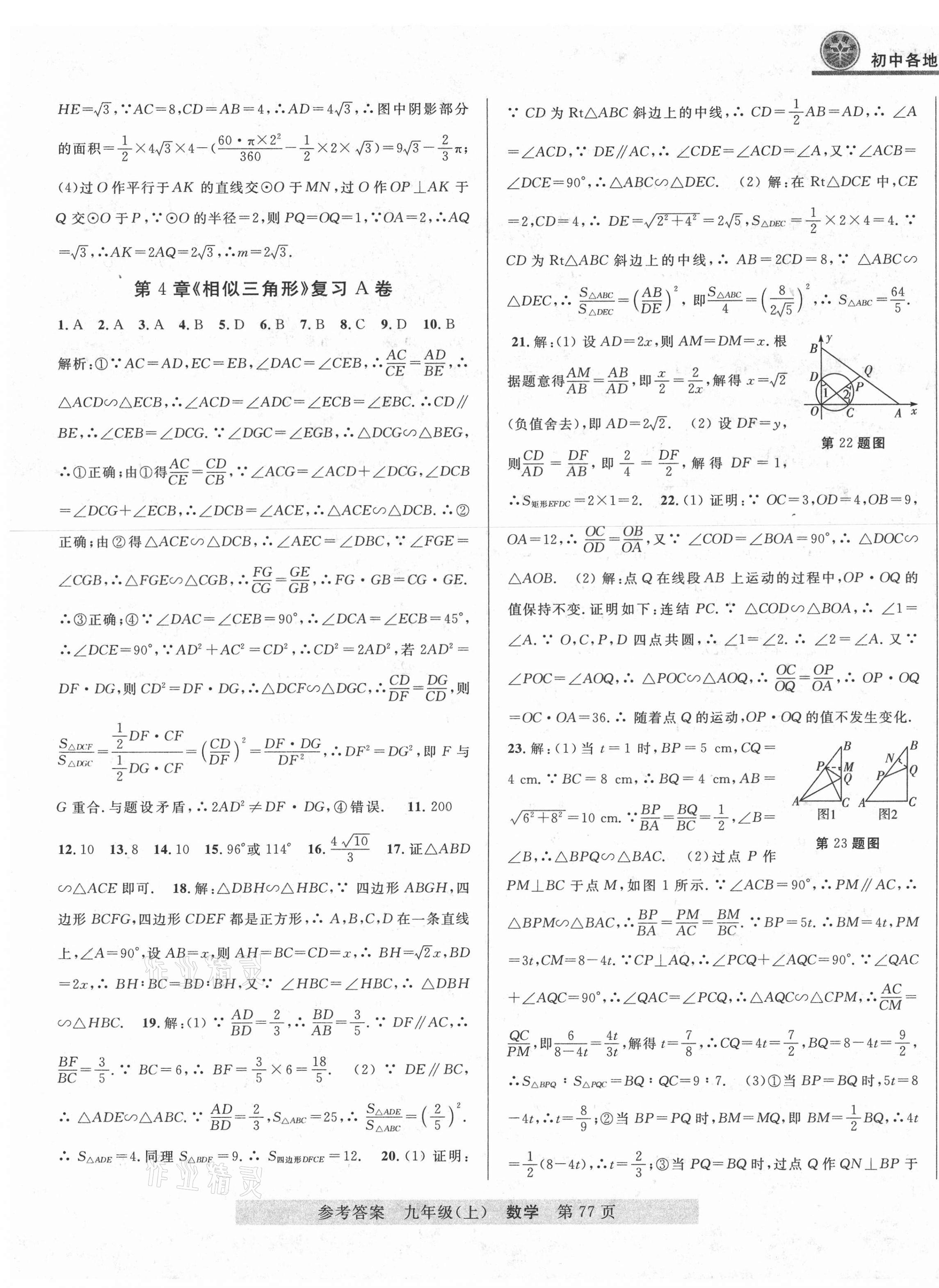 2020年各地期末測(cè)試大考卷九年級(jí)數(shù)學(xué)上冊(cè)浙教版浙江專版 第5頁