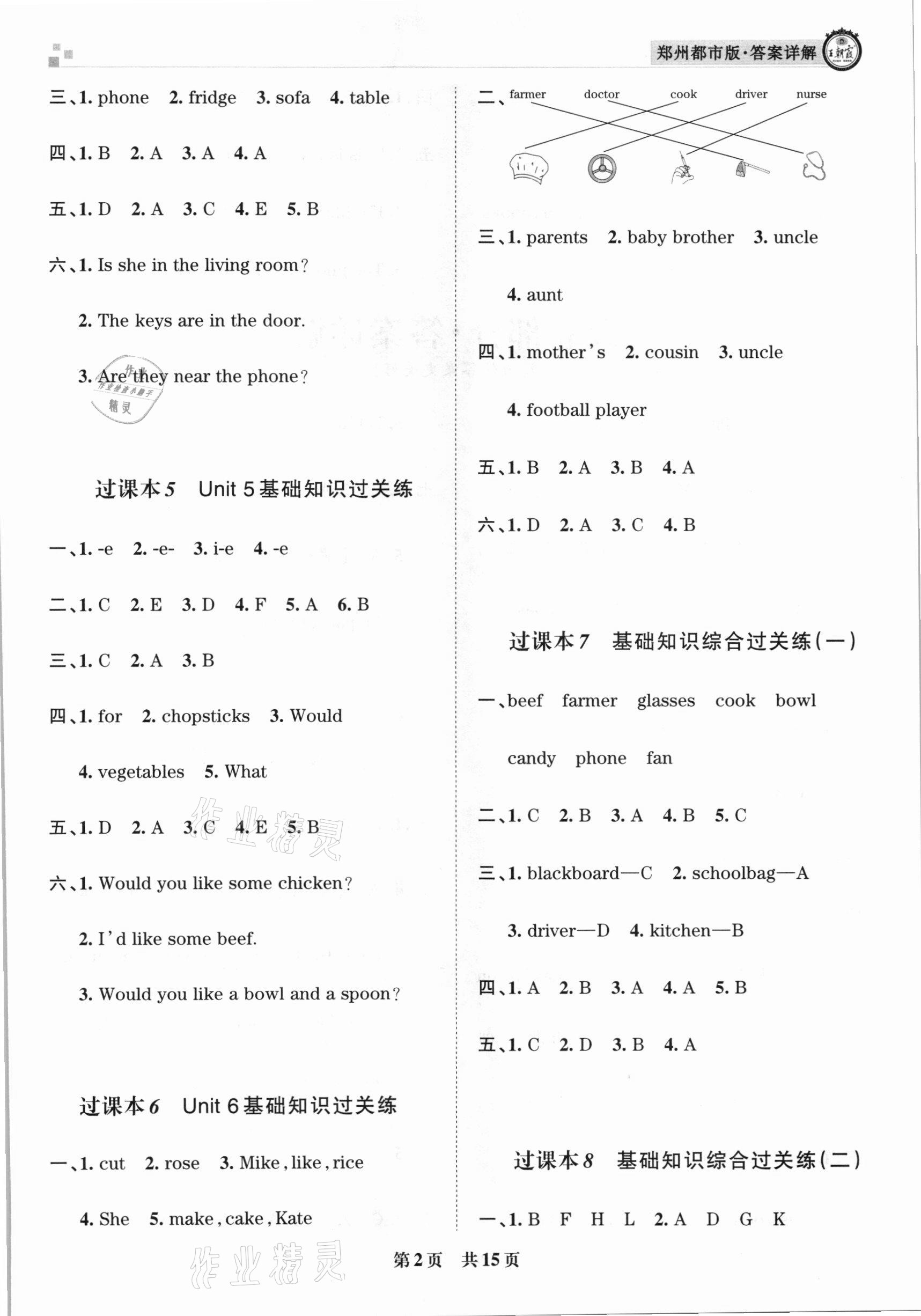 2020年王朝霞期末真題精編四年級英語上冊人教PEP版鄭州都市版 參考答案第2頁