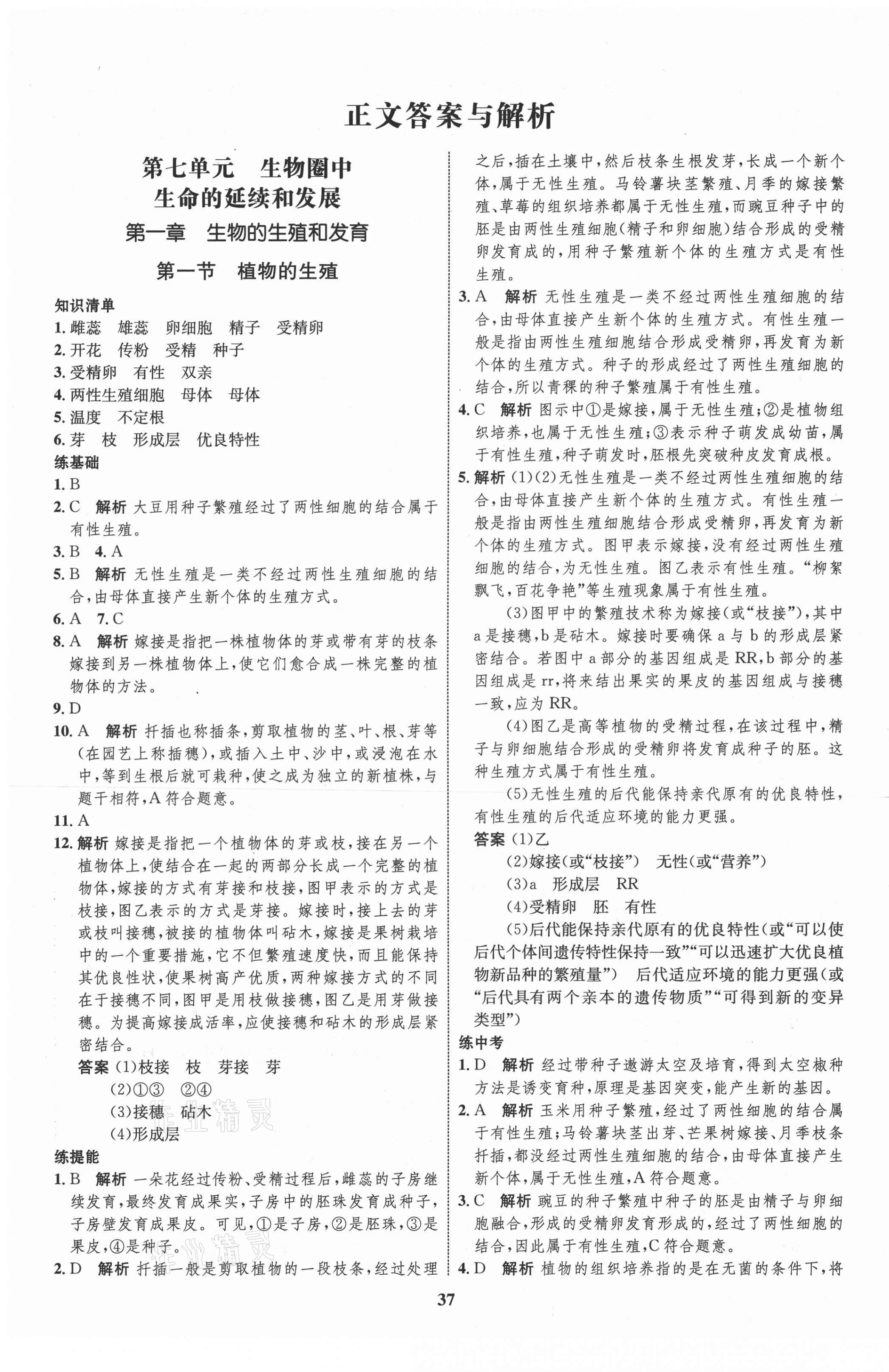 2021年初中同步學(xué)考優(yōu)化設(shè)計(jì)八年級(jí)生物下冊(cè)人教版 第1頁(yè)