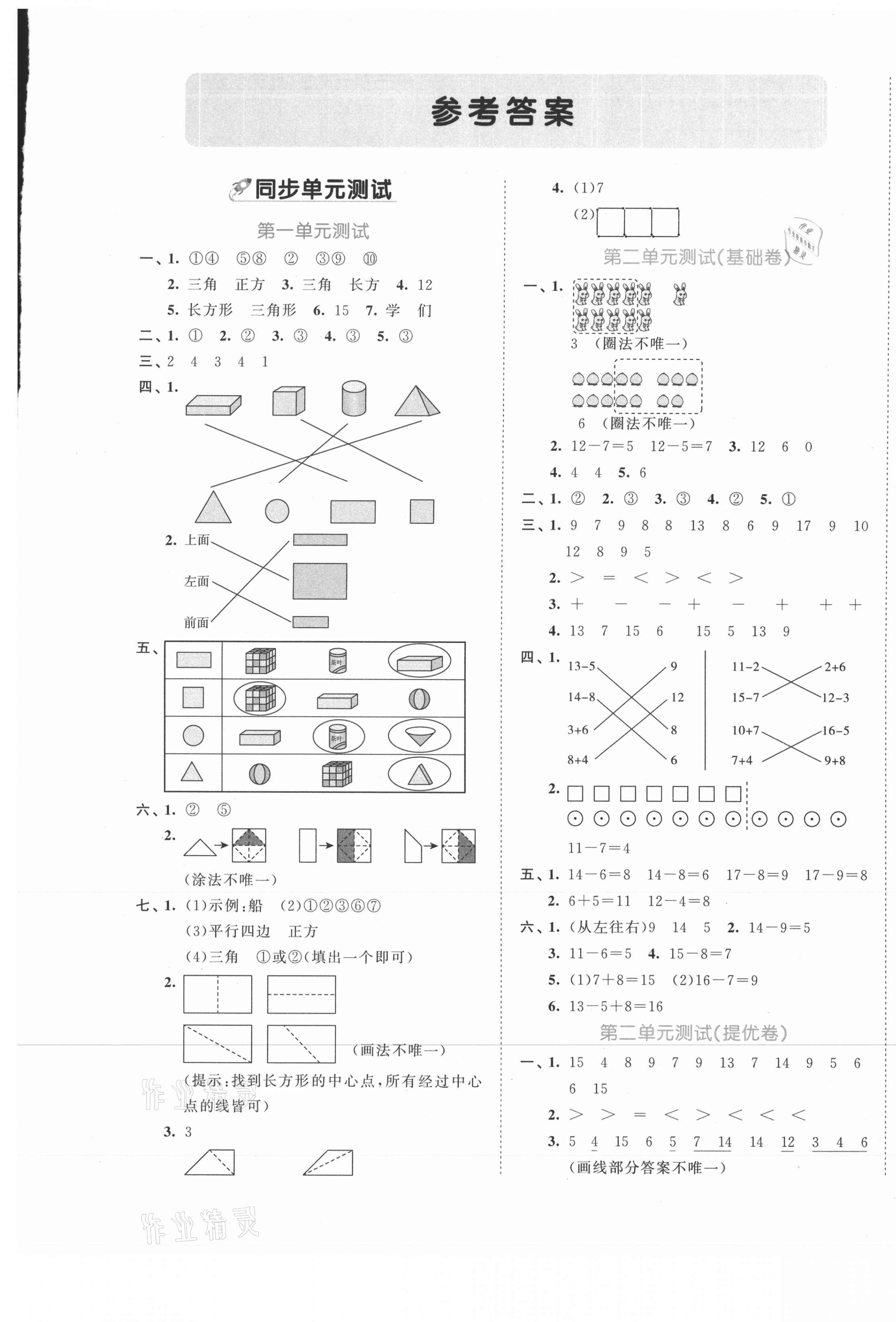 2021年53全優(yōu)卷一年級(jí)數(shù)學(xué)下冊(cè)人教版 第1頁(yè)