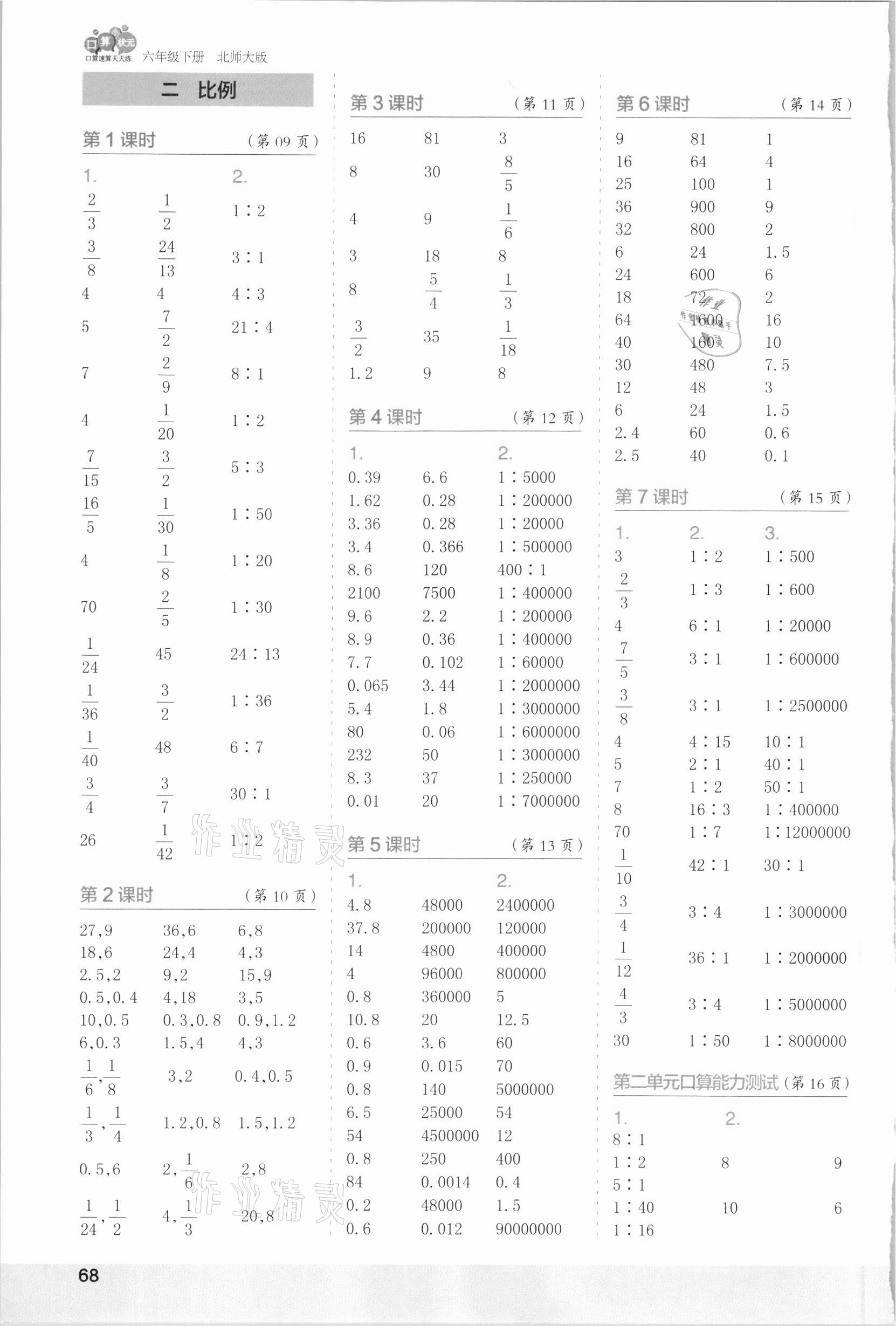 2021年口算小狀元口算速算天天練六年級(jí)數(shù)學(xué)下冊(cè)北師大版 第2頁(yè)