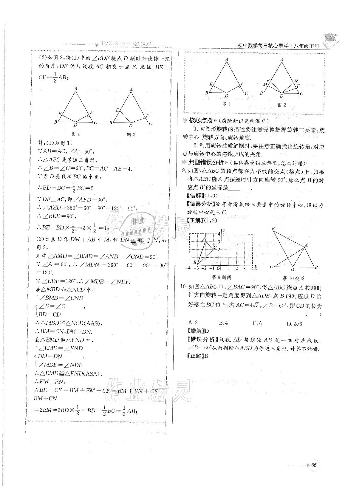 2021年初中数学每日核心导学八年级下册北师大版 参考答案第66页