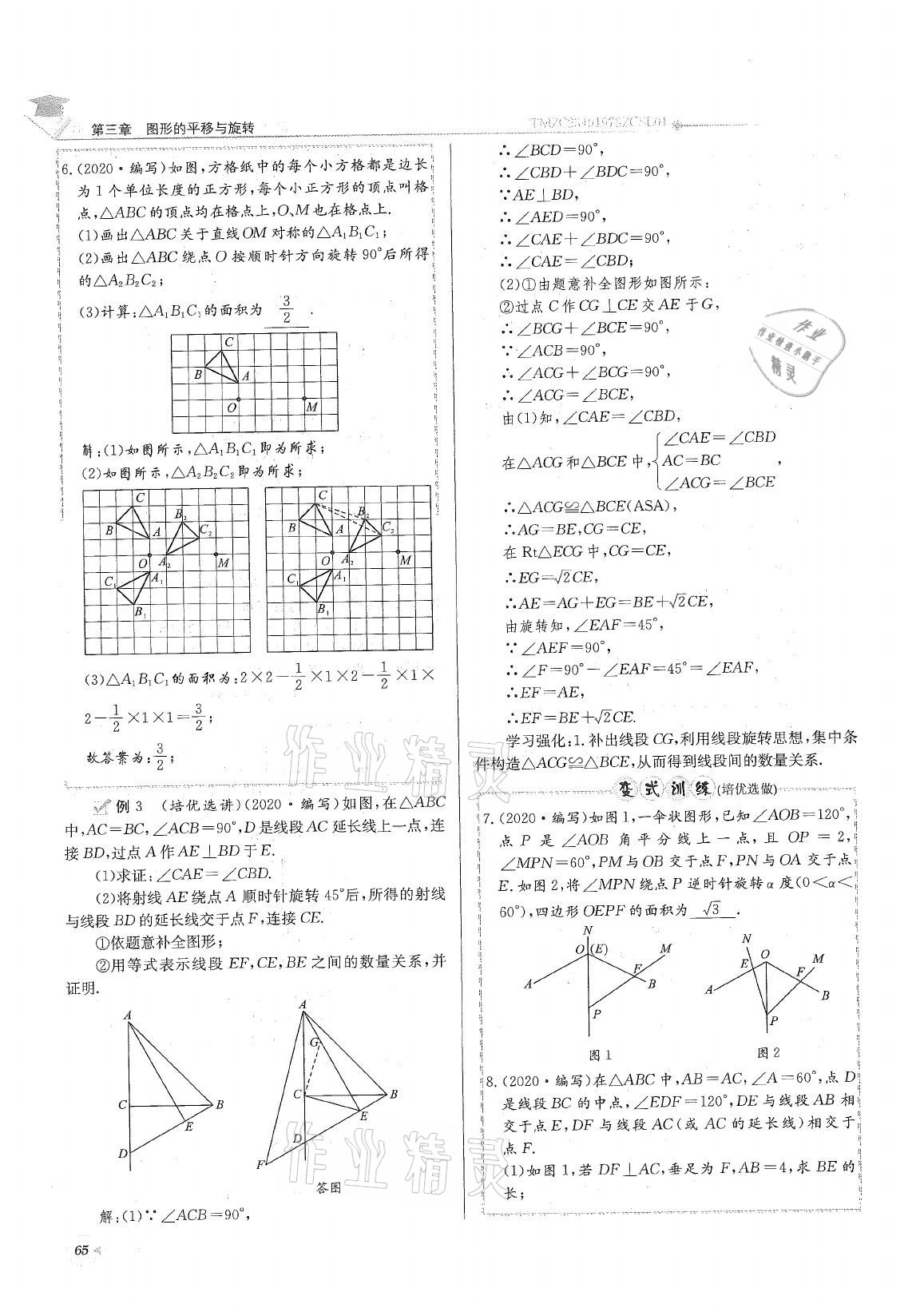 2021年初中數(shù)學(xué)每日核心導(dǎo)學(xué)八年級下冊北師大版 參考答案第65頁