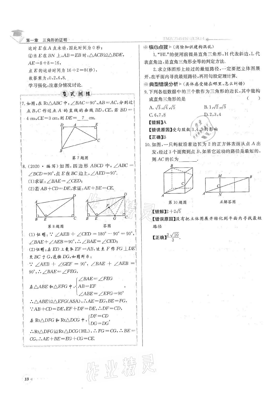 2021年初中数学每日核心导学八年级下册北师大版 参考答案第13页