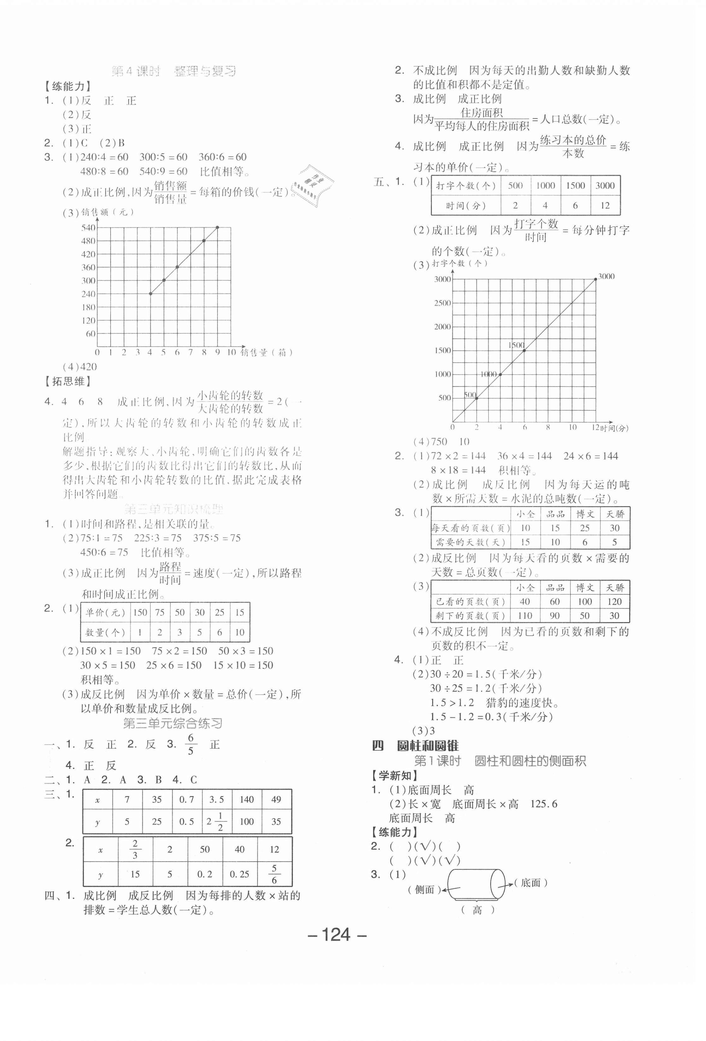 2021年全品学练考六年级数学下册冀教版 参考答案第4页