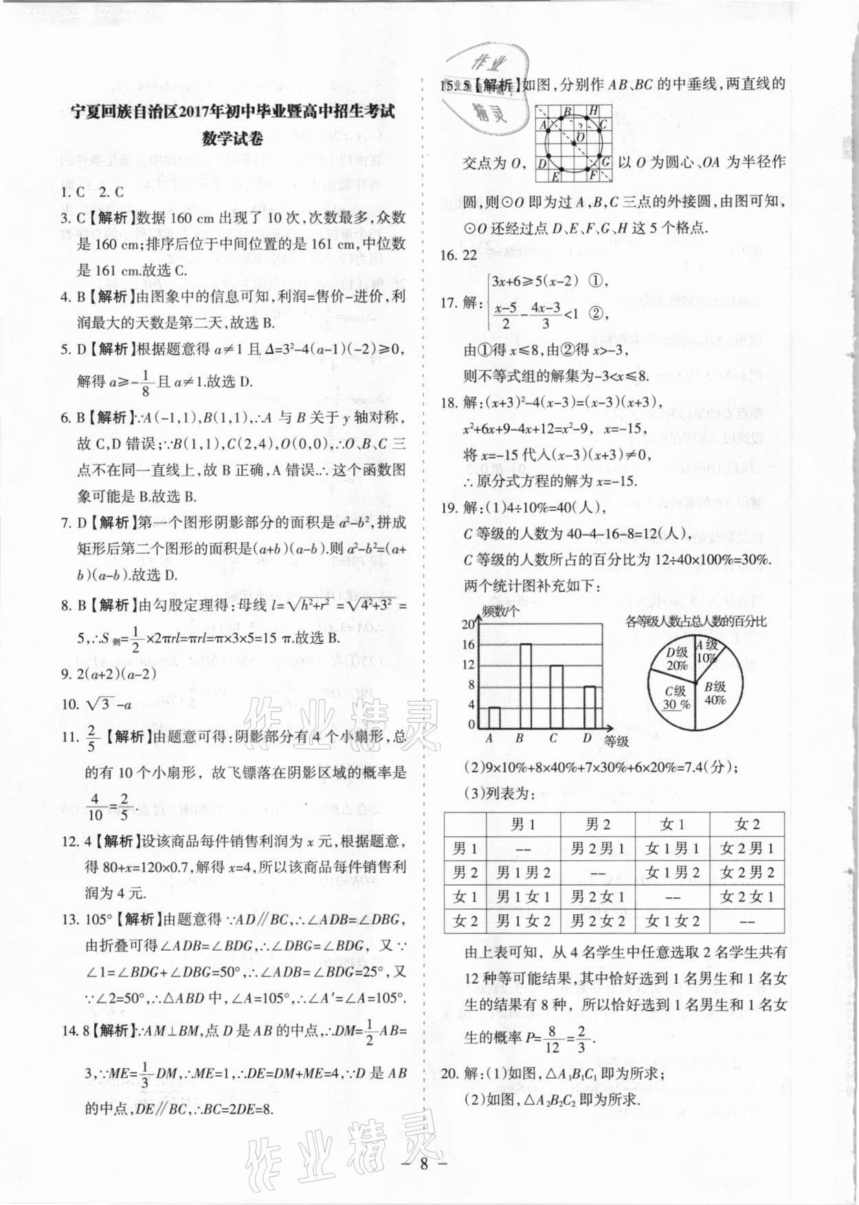 2021年寧夏中考試題精選數(shù)學(xué) 參考答案第8頁(yè)