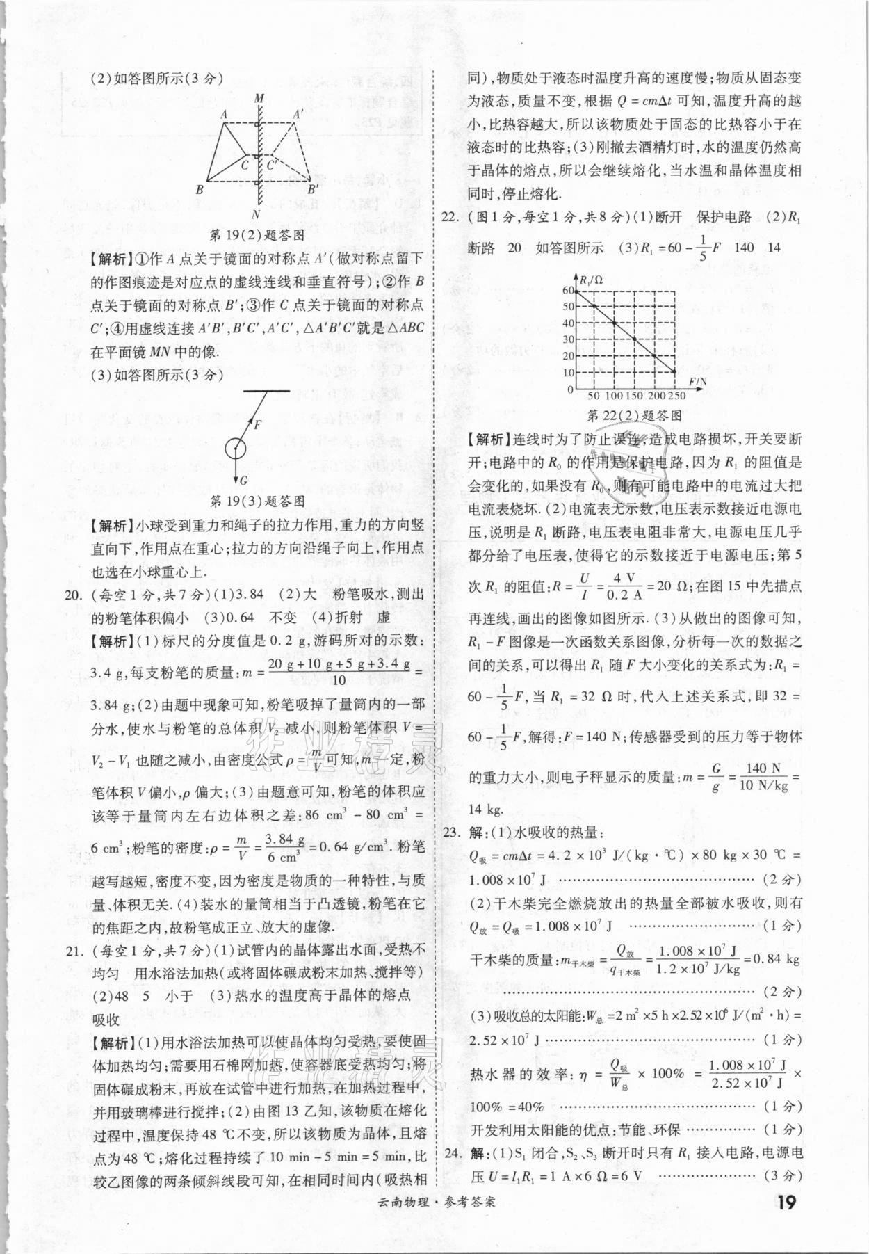 2021年一戰(zhàn)成名中考真題與拓展訓練物理云南專版 參考答案第18頁