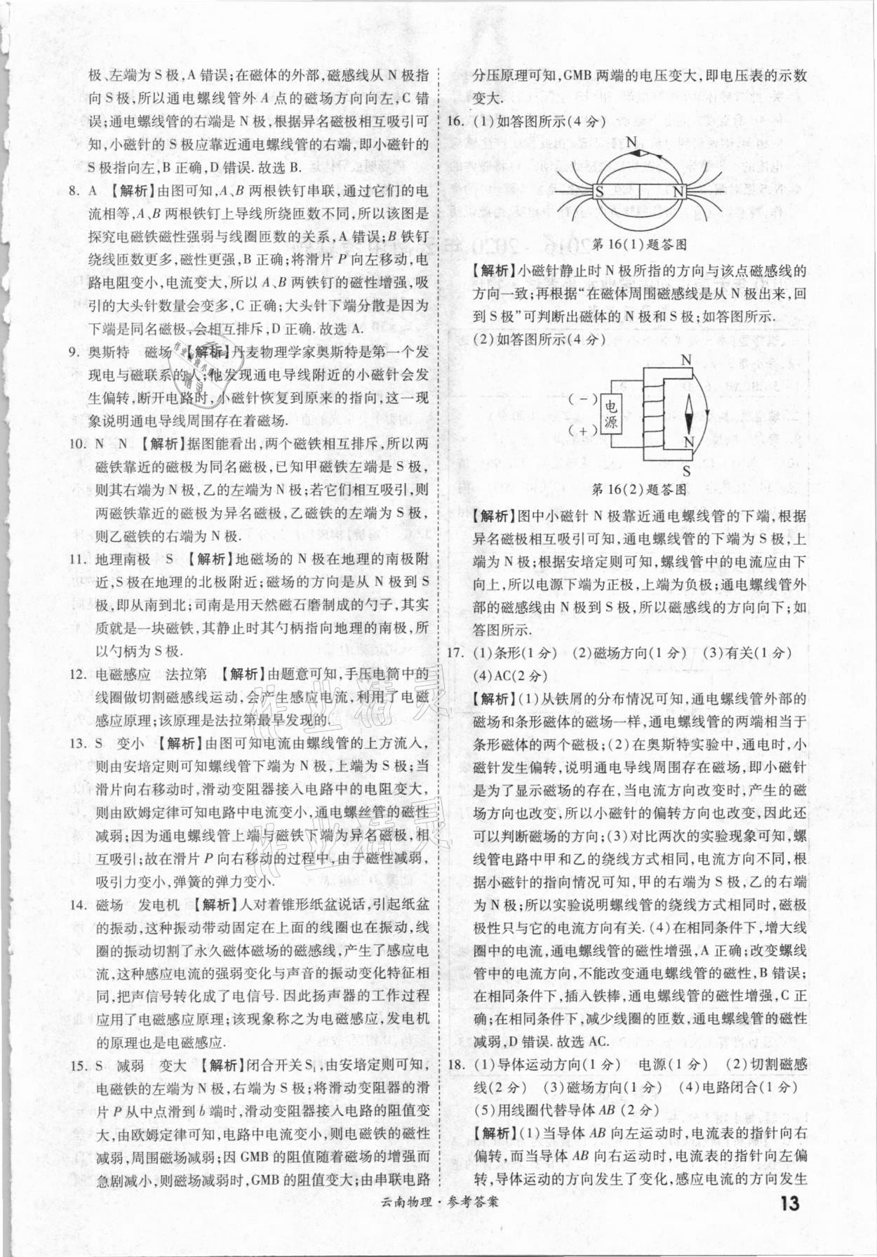 2021年一戰(zhàn)成名中考真題與拓展訓(xùn)練物理云南專版 參考答案第12頁