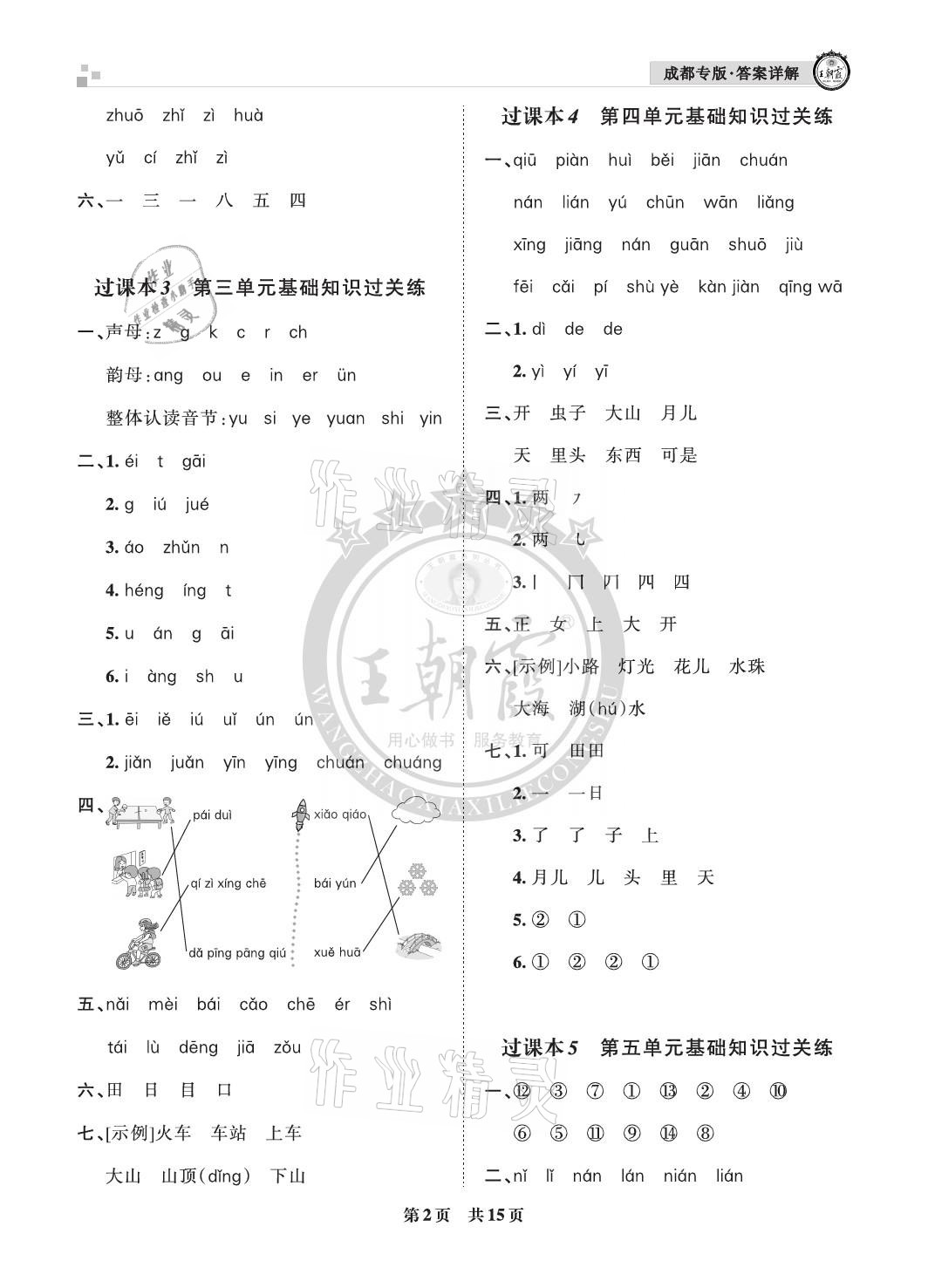 2020年王朝霞各地期末試卷精選一年級(jí)語(yǔ)文上冊(cè)人教版成都專(zhuān)版 參考答案第2頁(yè)