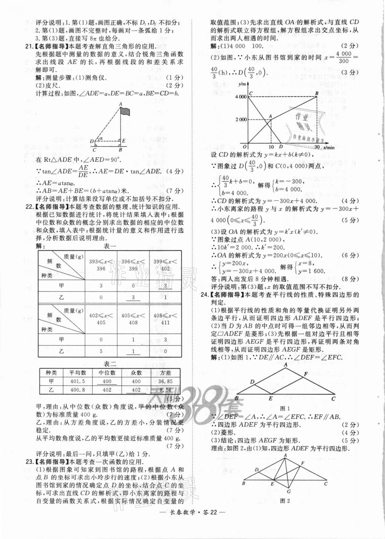 2021年天利38套中考試題精選數(shù)學(xué)長春專版 參考答案第22頁