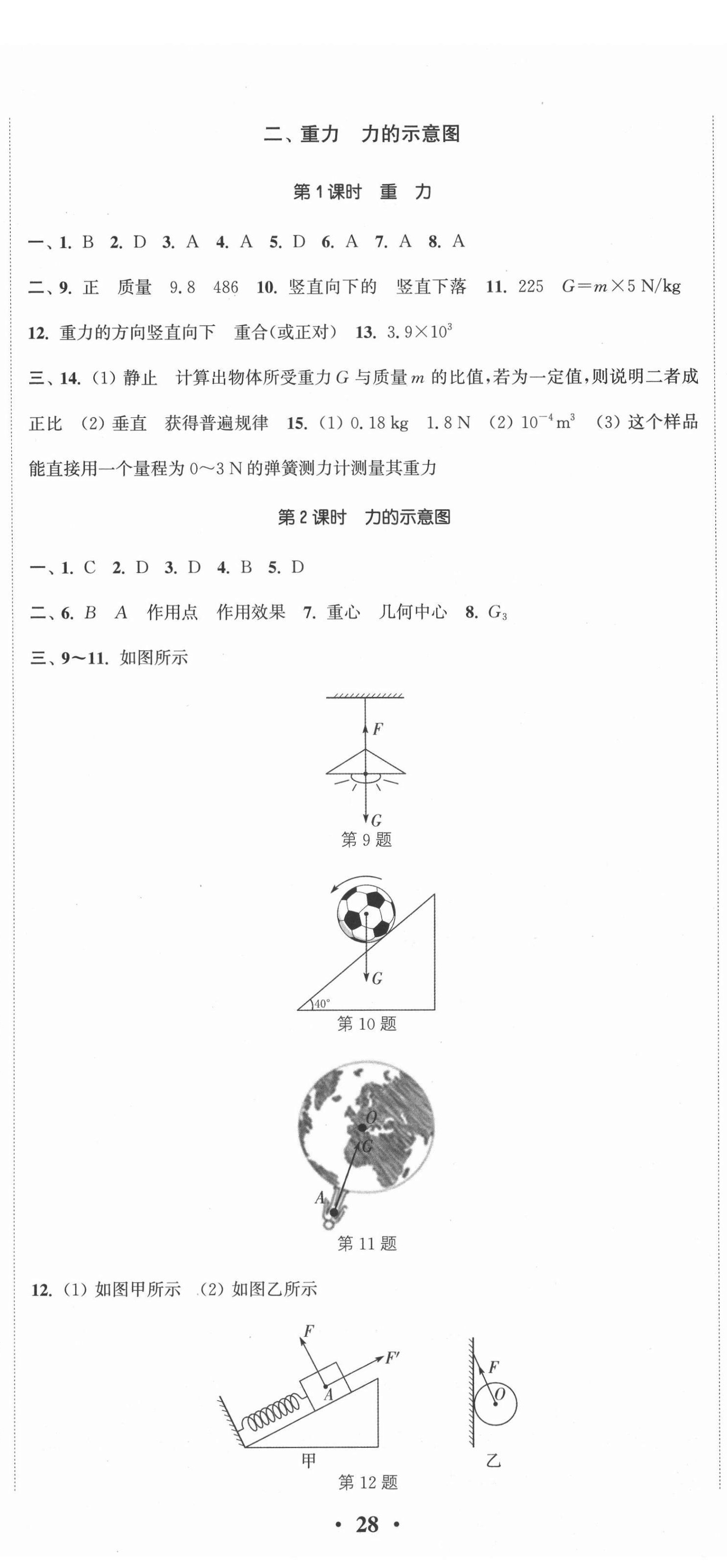 2021年通城学典活页检测八年级物理下册苏科版 参考答案第5页