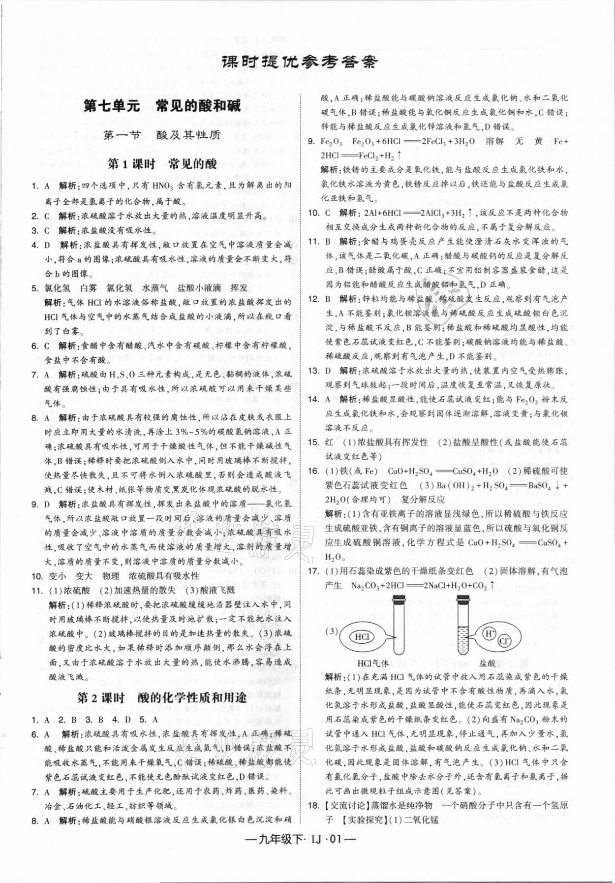 2021年經(jīng)綸學(xué)典學(xué)霸九年級化學(xué)下冊魯教版 第1頁