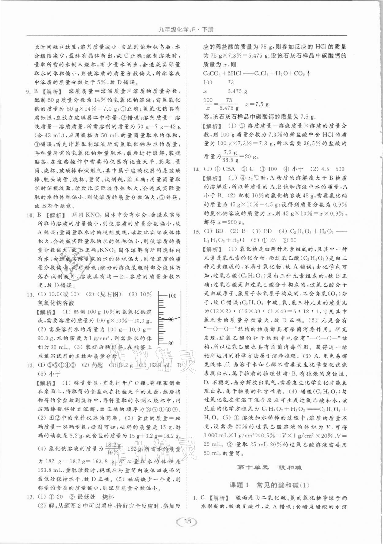 2021年亮點(diǎn)給力提優(yōu)課時(shí)作業(yè)本九年級(jí)化學(xué)下冊(cè)人教版 第18頁(yè)