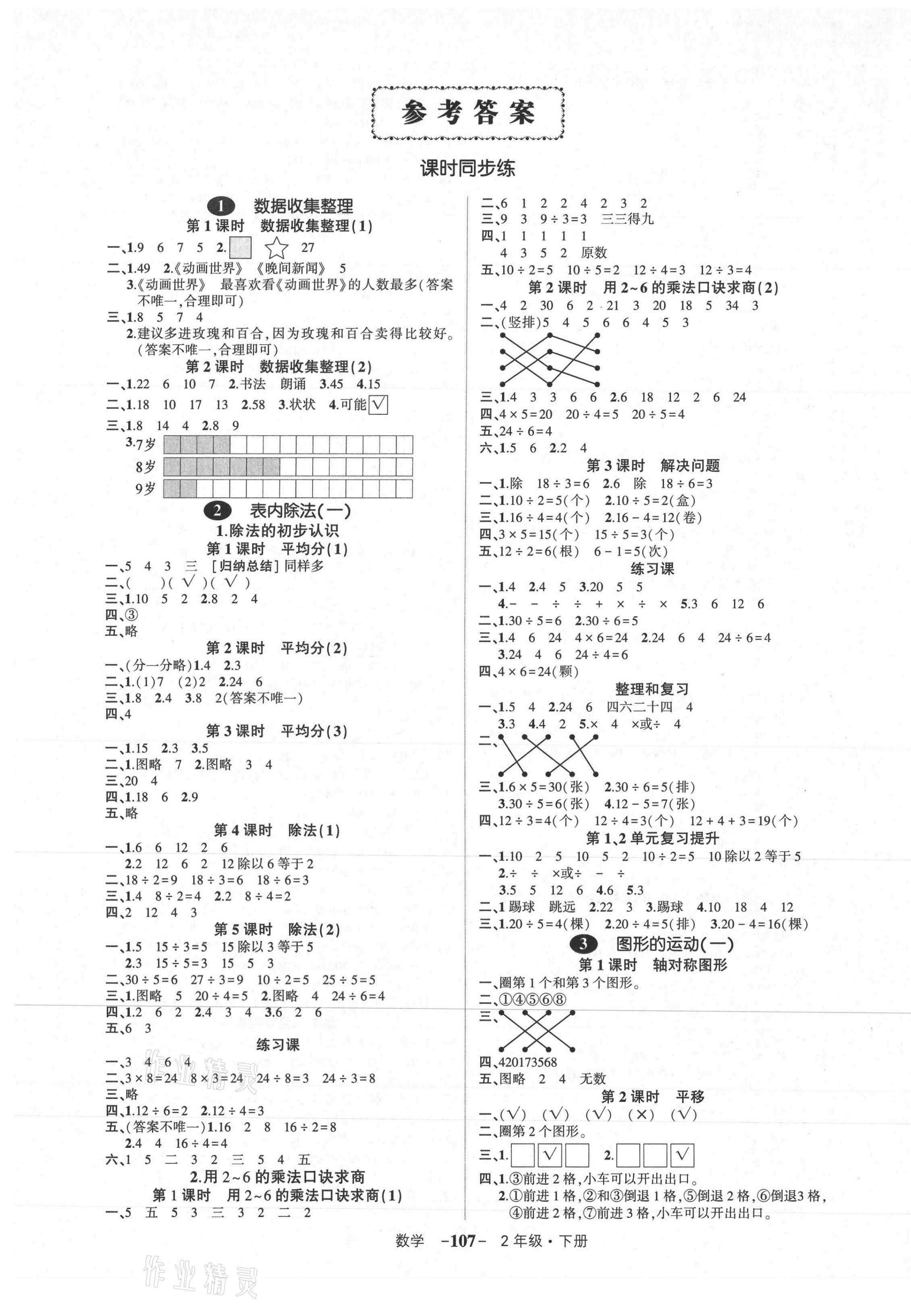 2021年?duì)钤刹怕穭?chuàng)優(yōu)作業(yè)100分二年級(jí)數(shù)學(xué)下冊(cè)人教版 參考答案第1頁(yè)