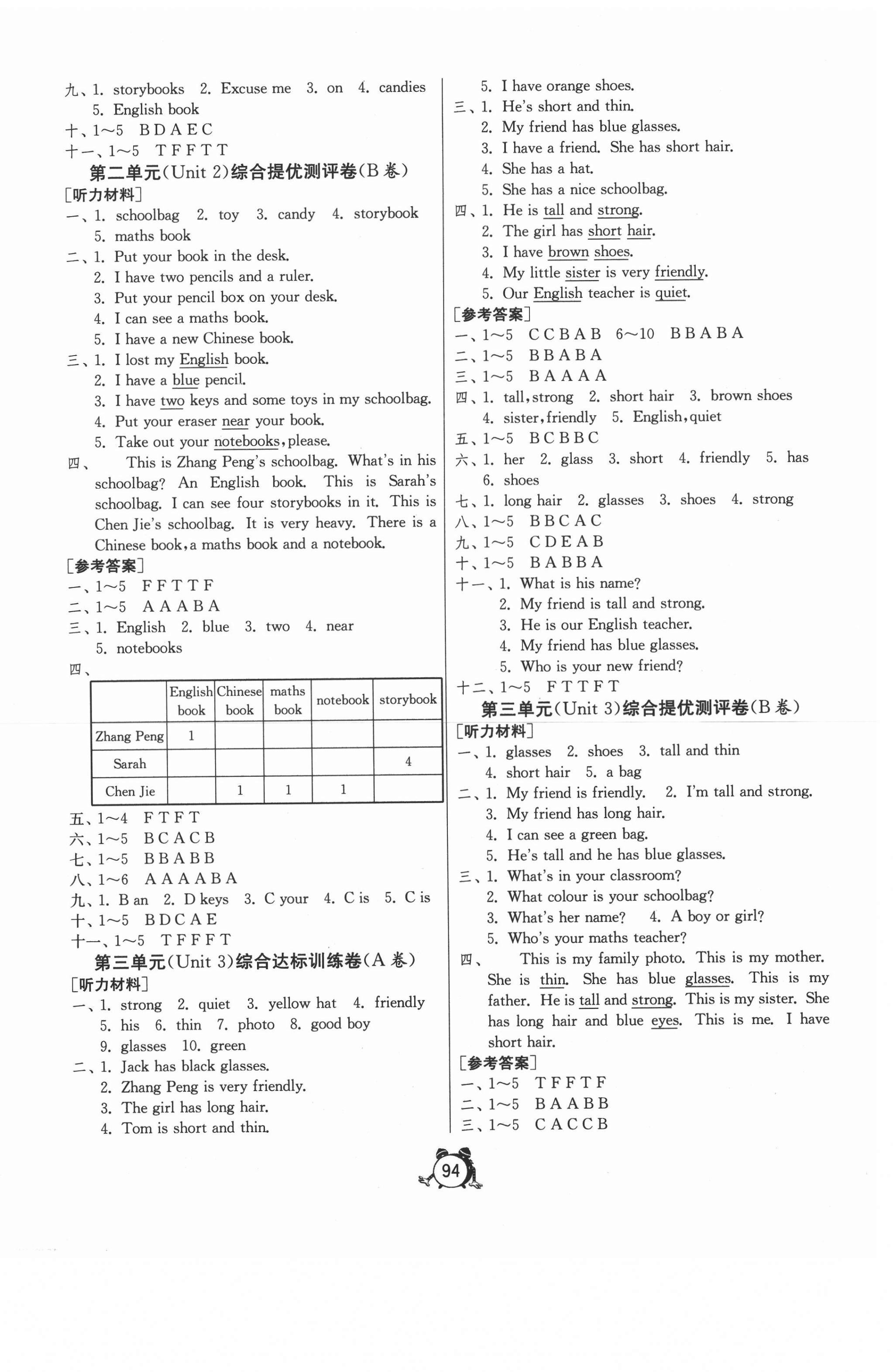 2020年单元双测同步达标活页试卷四年级英语上册人教PEP版 第2页