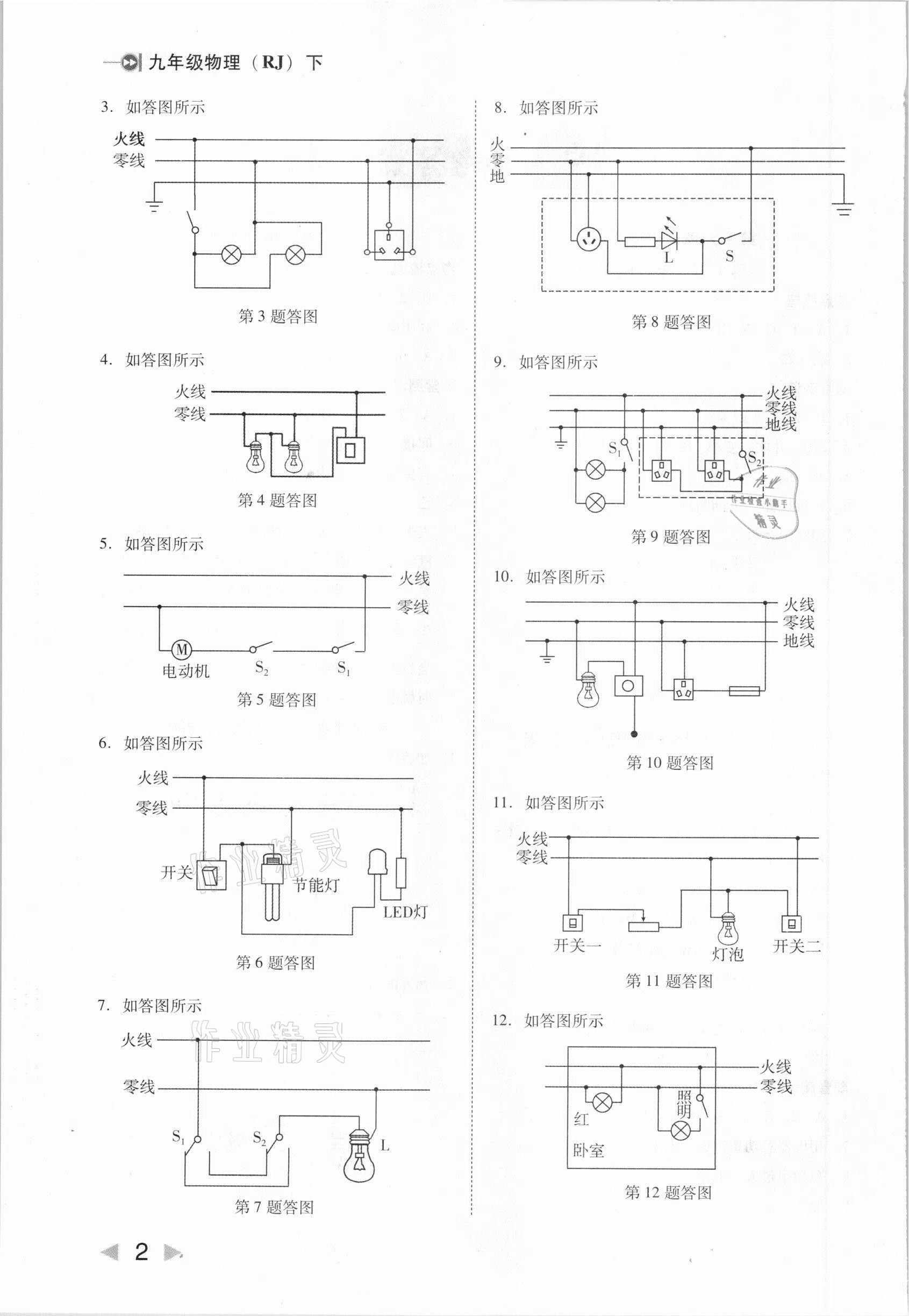 2021年勝券在握打好基礎(chǔ)作業(yè)本九年級物理下冊人教版 參考答案第2頁